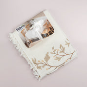 Cream Botanical Embroidered Tablecloth with Tassels - Urban Home