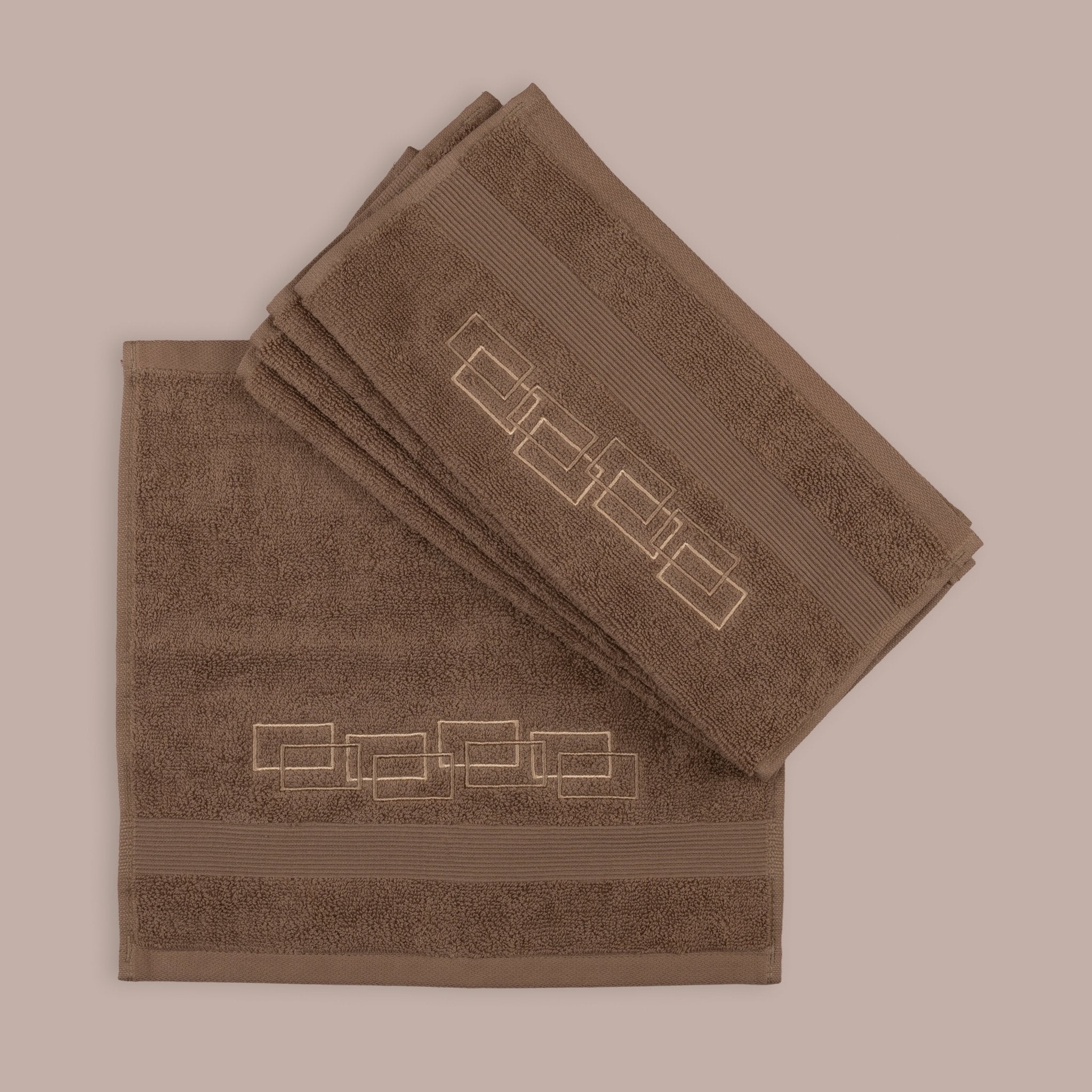 Modern Geometric Embroidered 100% Cotton Face Towels - Urban Home