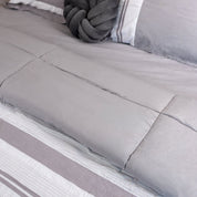 Cotton King Bedspread Set – Striped Texture & Solid Reversible Grey (6-Piece) - Urban Home
