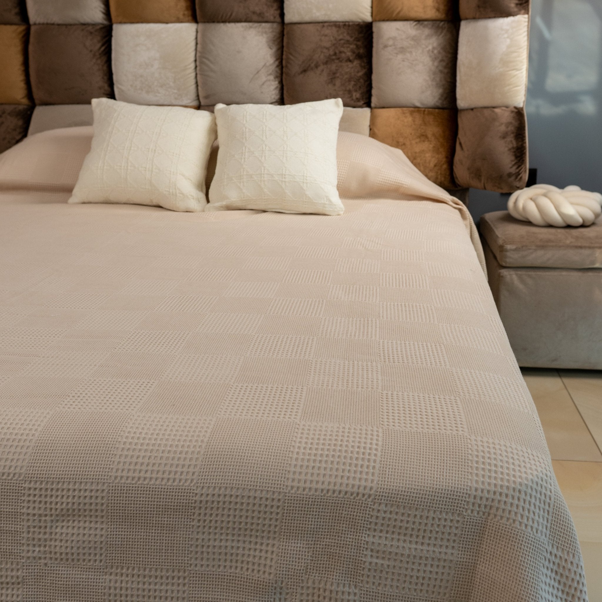 Pastel Waffle Cotton Blanket ByUrban - Urban Home