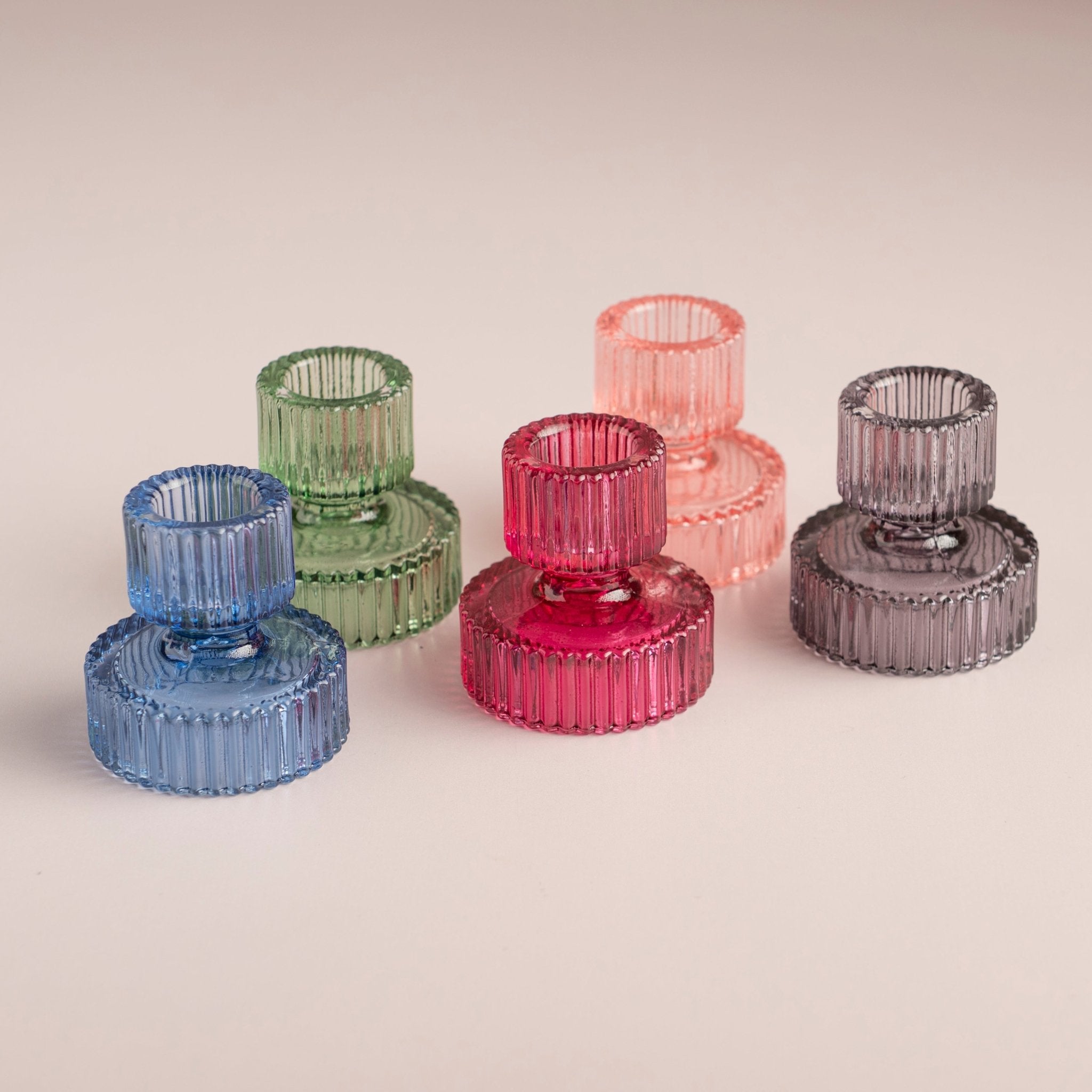 Aria Fluted Pedestal Glass Taper Holder - Urban Home