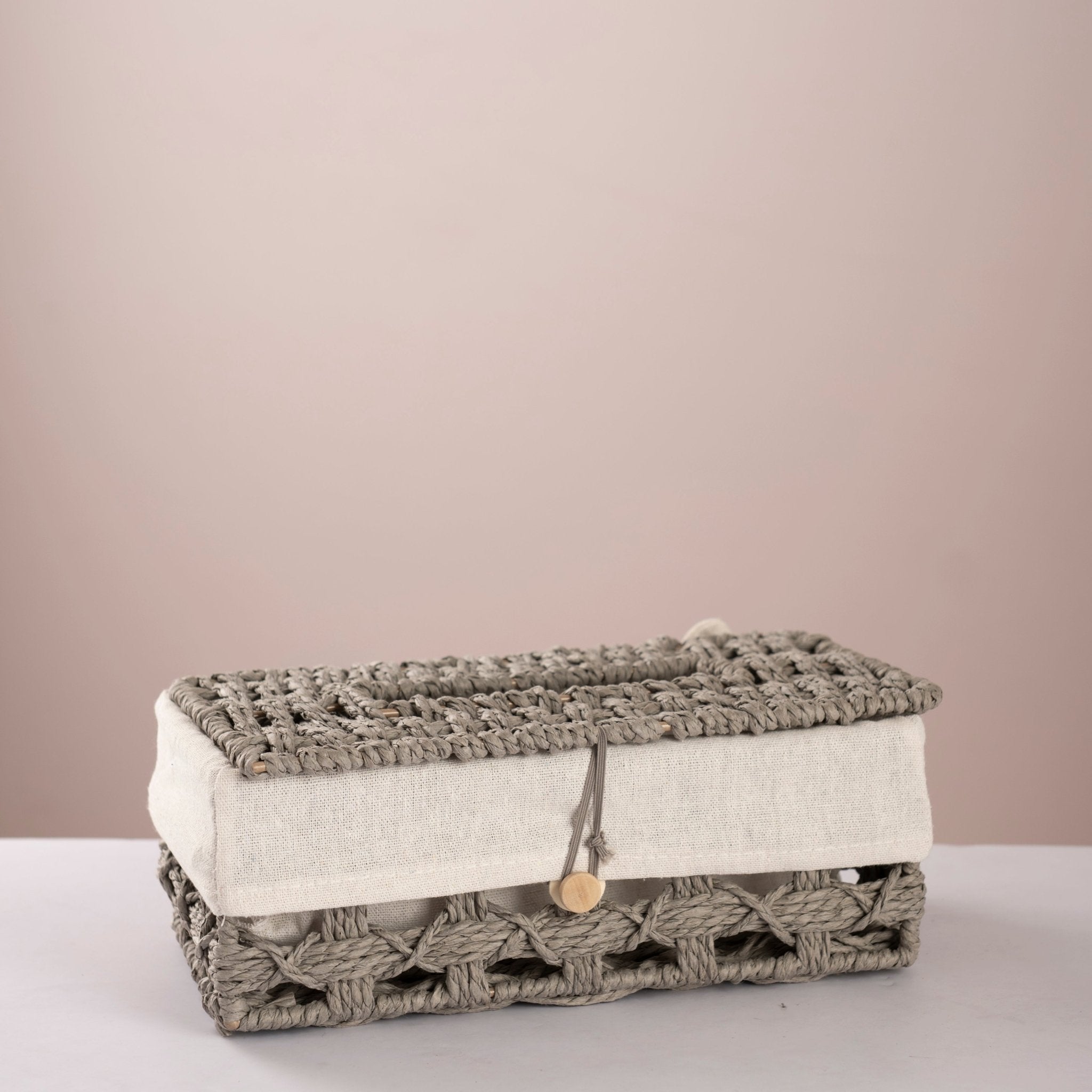 Round woven trash & tissue set - Gray - Urban Home