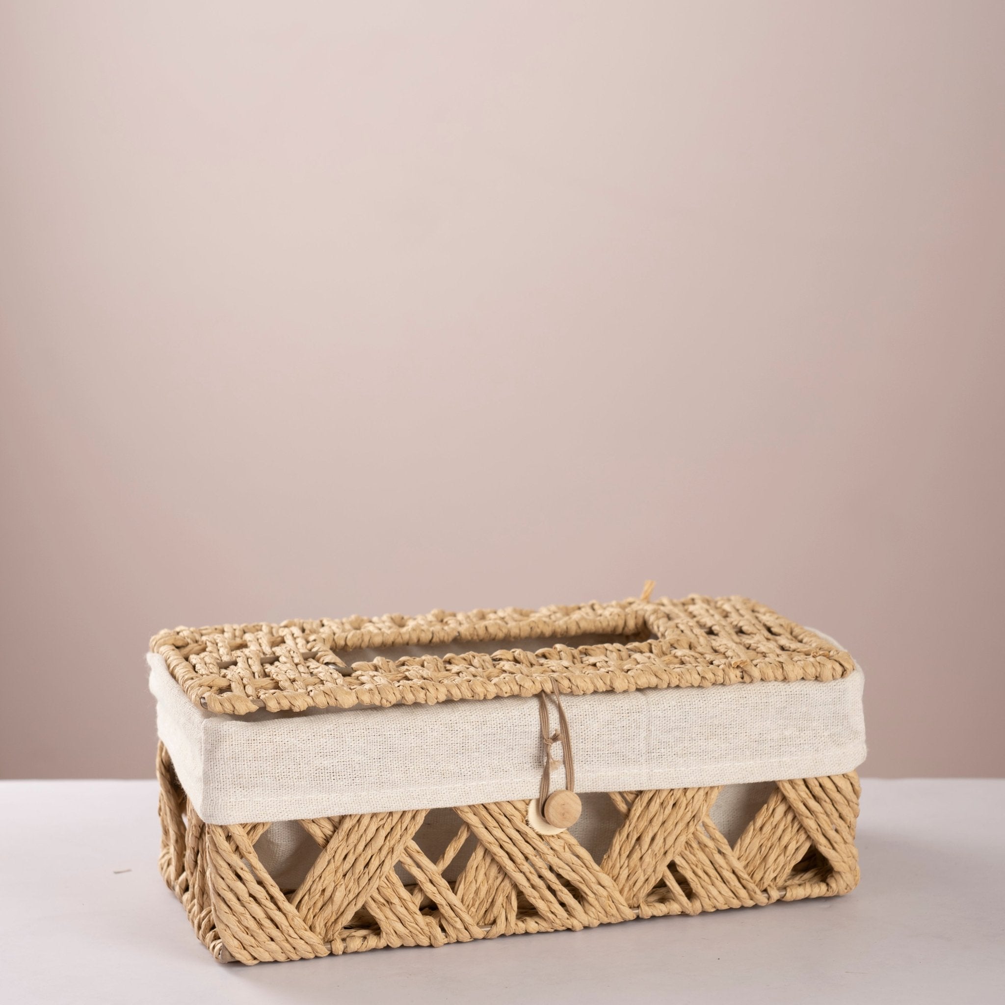 Round woven trash & tissue set - Natural - Urban Home