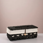 Round woven trash & tissue set - Black - Urban Home