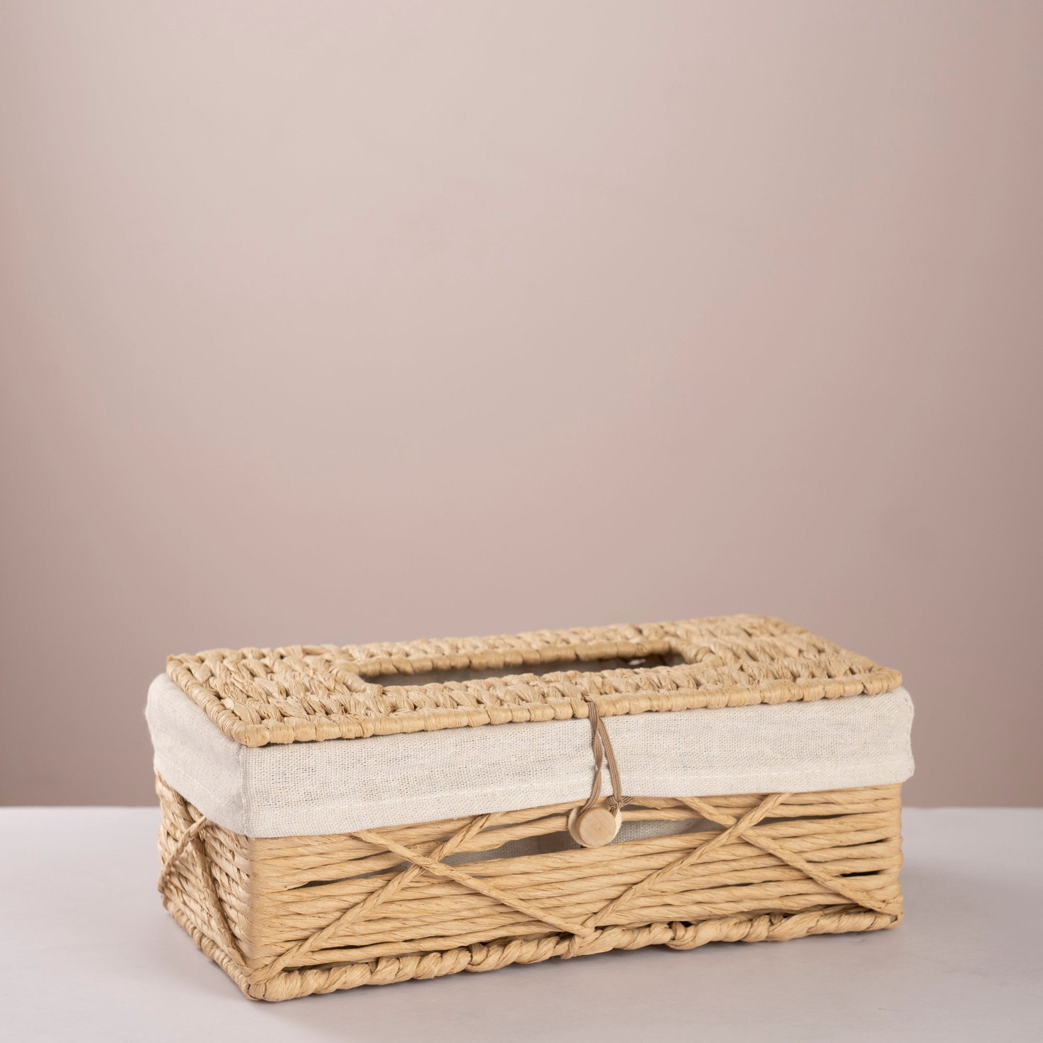 Round Woven Trash & Tissue Set - Natural - Urban Home