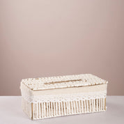 Round Woven Trash & Tissue Set - White - Urban Home