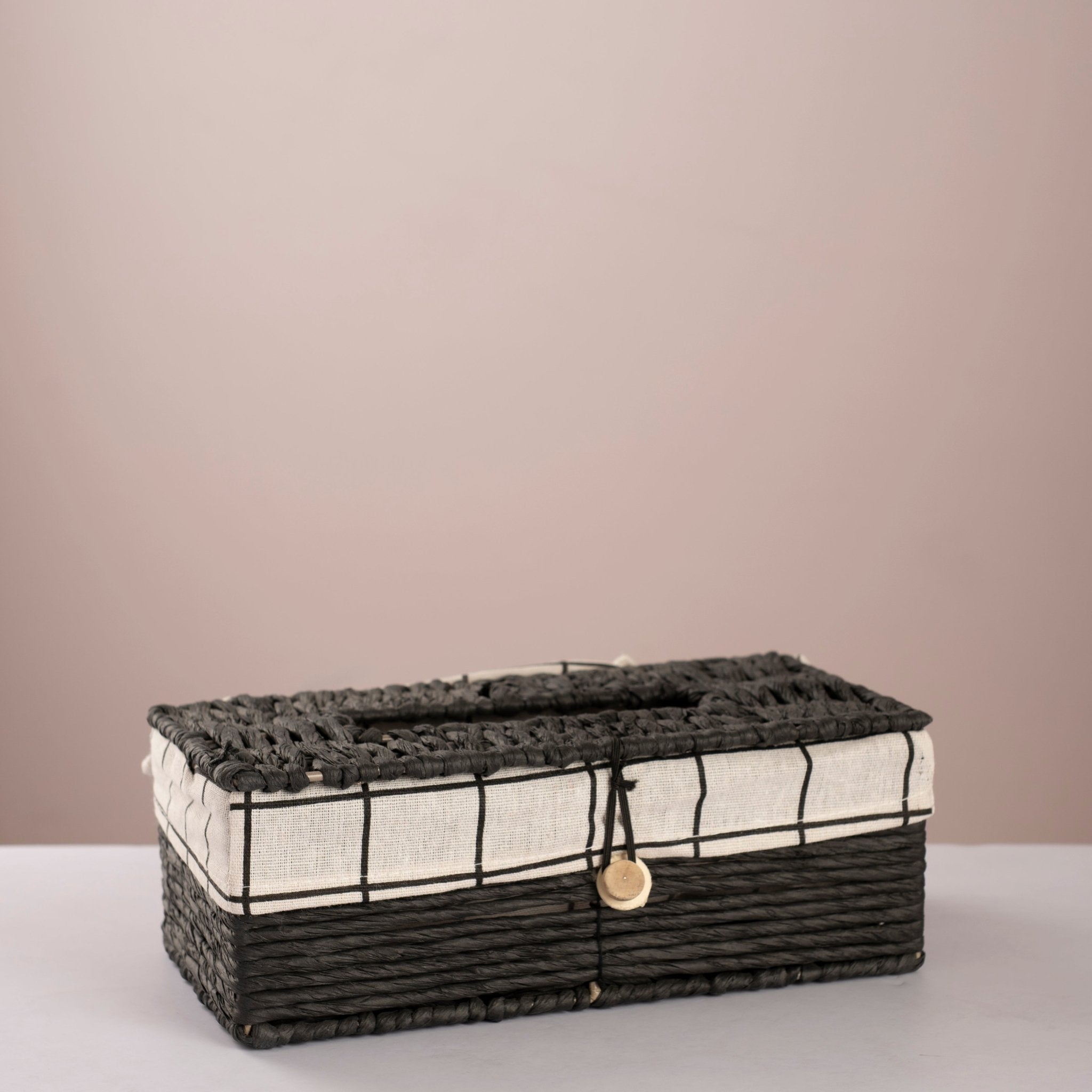 Square woven trash & tissue set - Black - Urban Home
