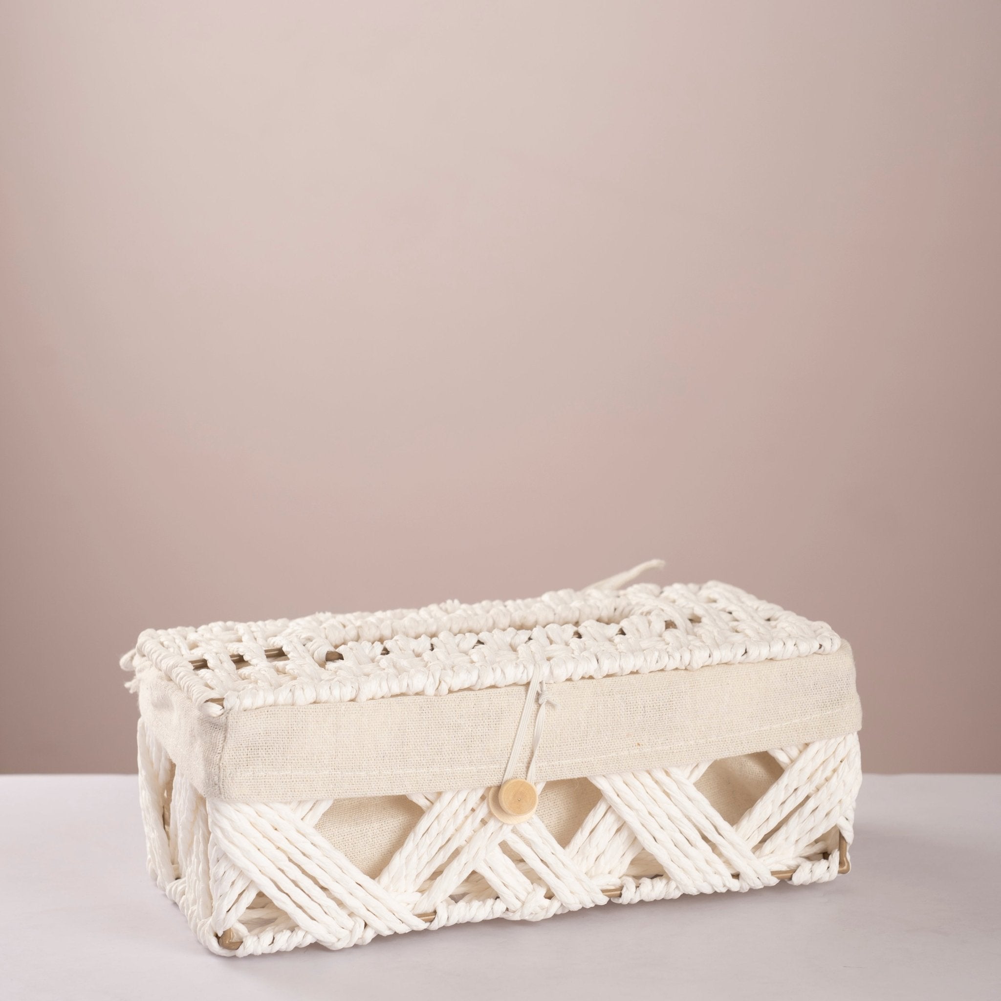 Square Woven Trash & Tissue Set - Rabbit White - Urban Home