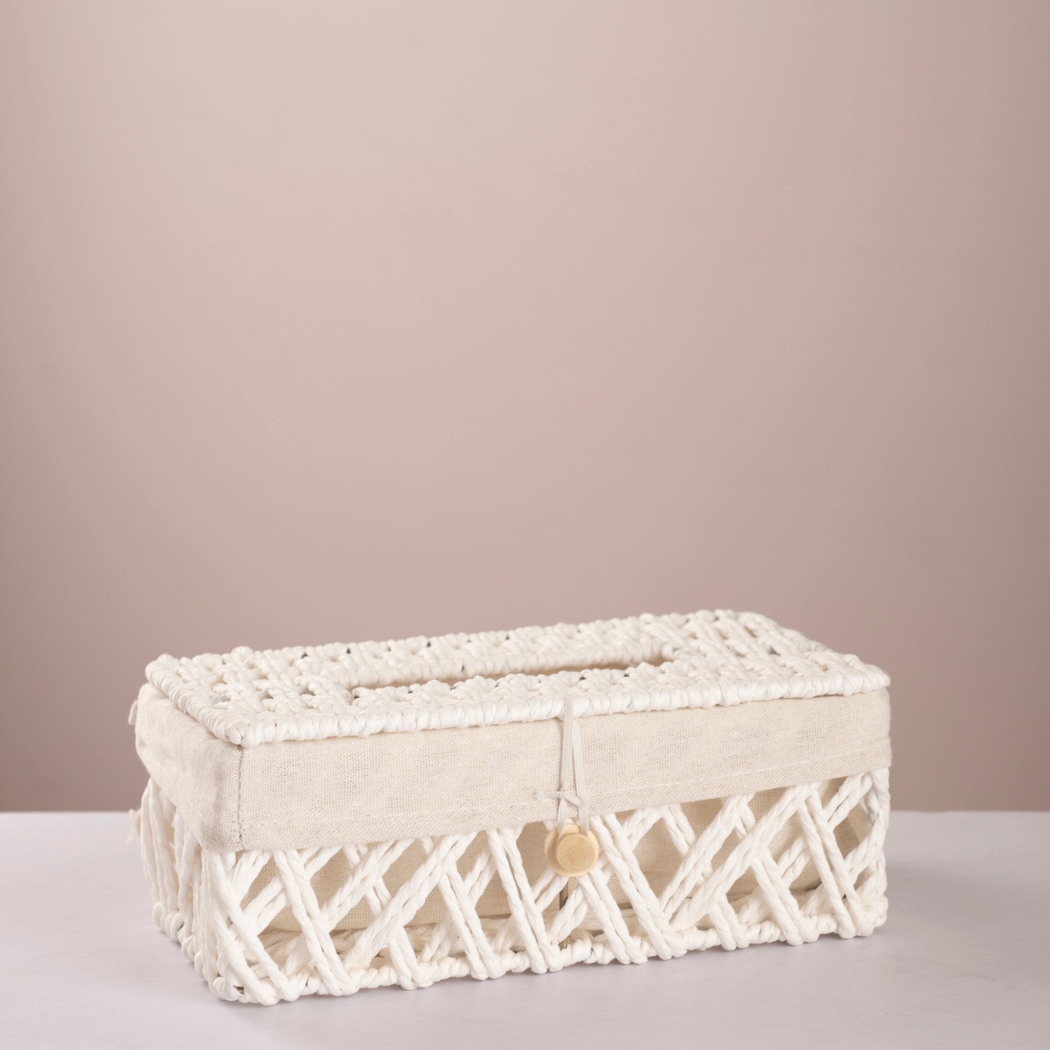 Square Woven Trash & Tissue Set - White - Urban Home