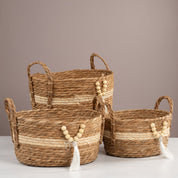 Boho Tassel Oval Storage Basket - Urban Home