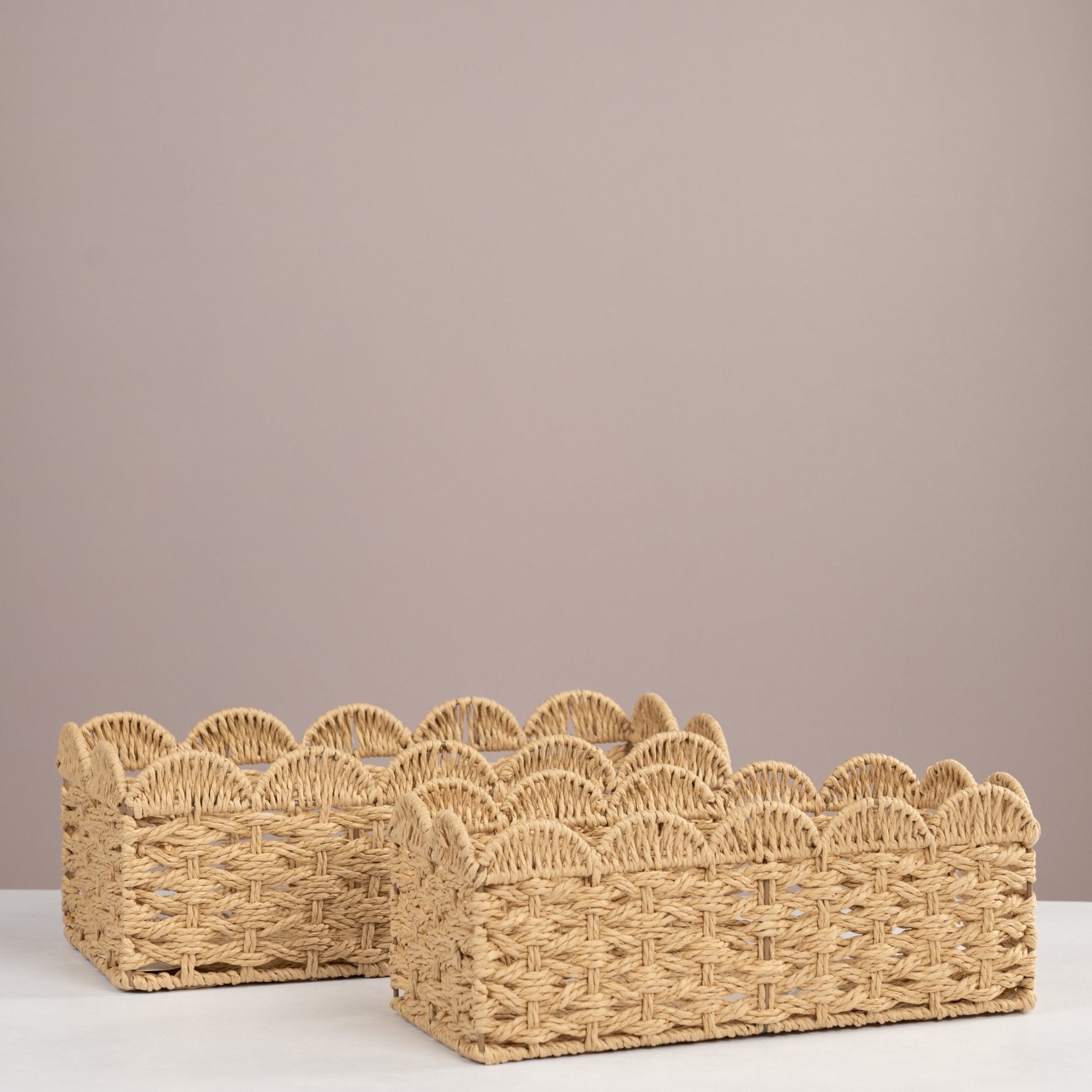 Scalloped Woven Storage Tray - Urban Home