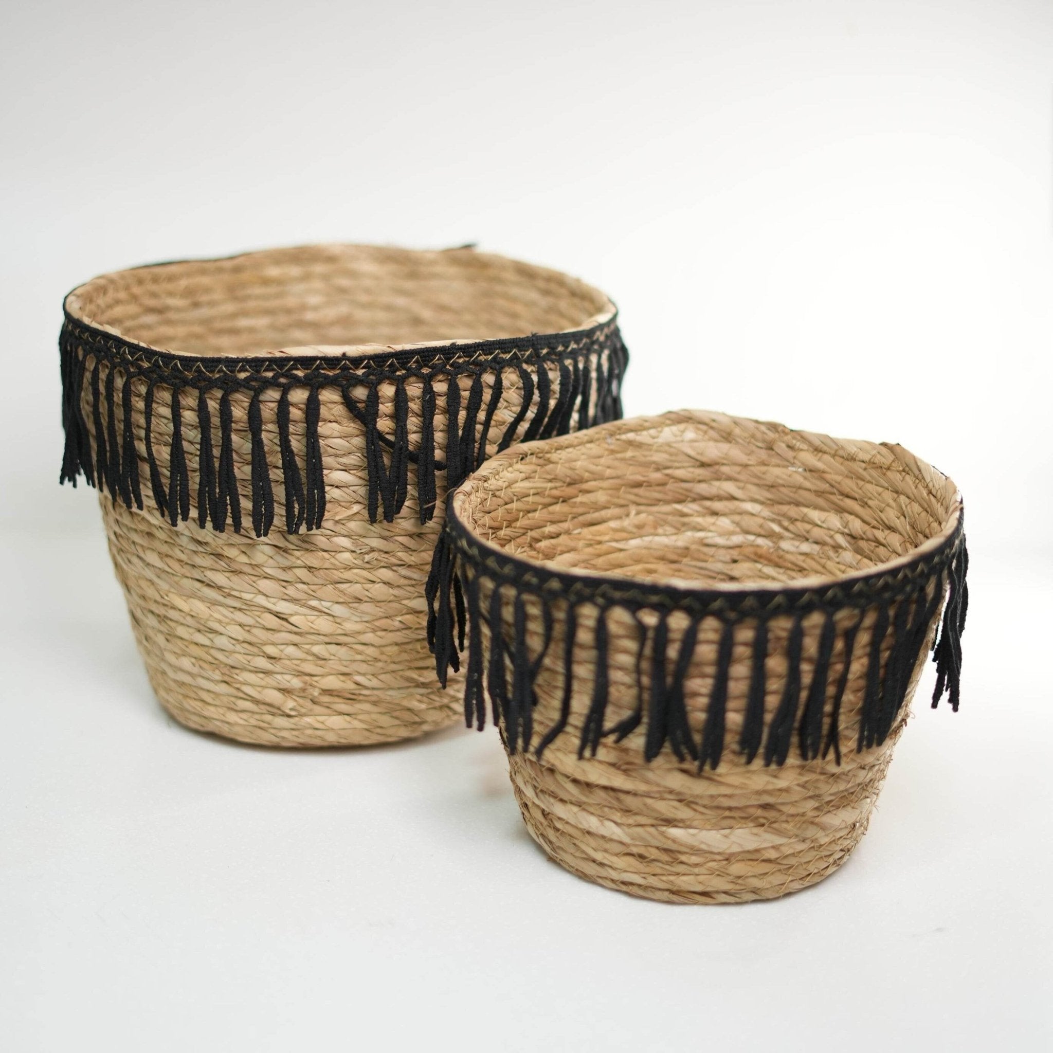Woven Fringe Basket Set - Urban Home