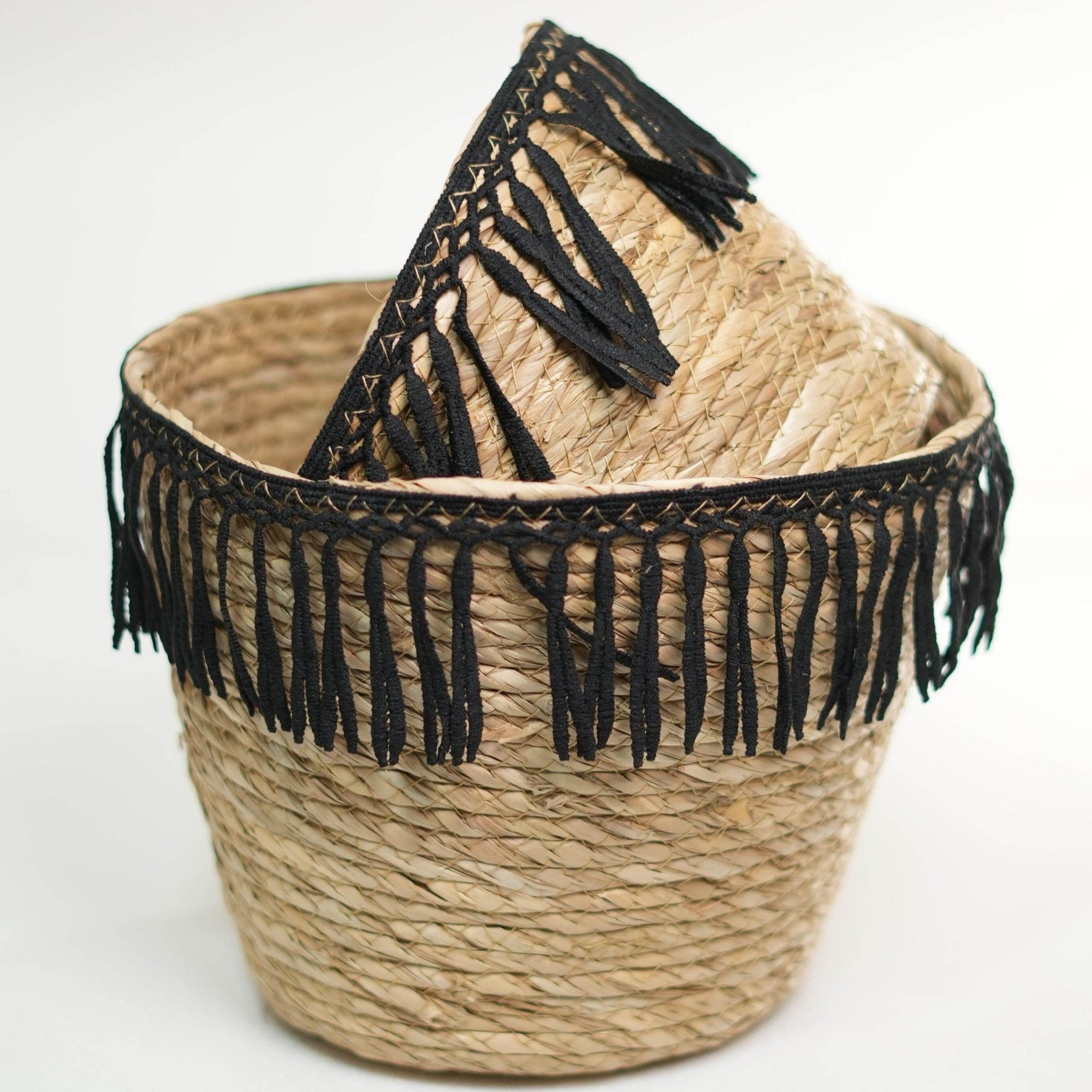 Woven Fringe Basket Set - Urban Home