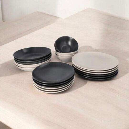 Black and White dinner set 24pcs - Urban Home