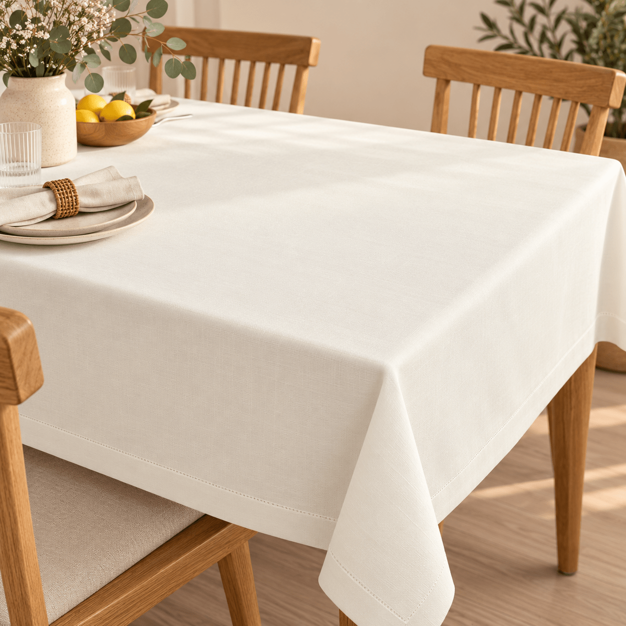 Cream Plain Tablecloth - Urban Home