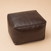 Square Leather Pouf - Urban Home