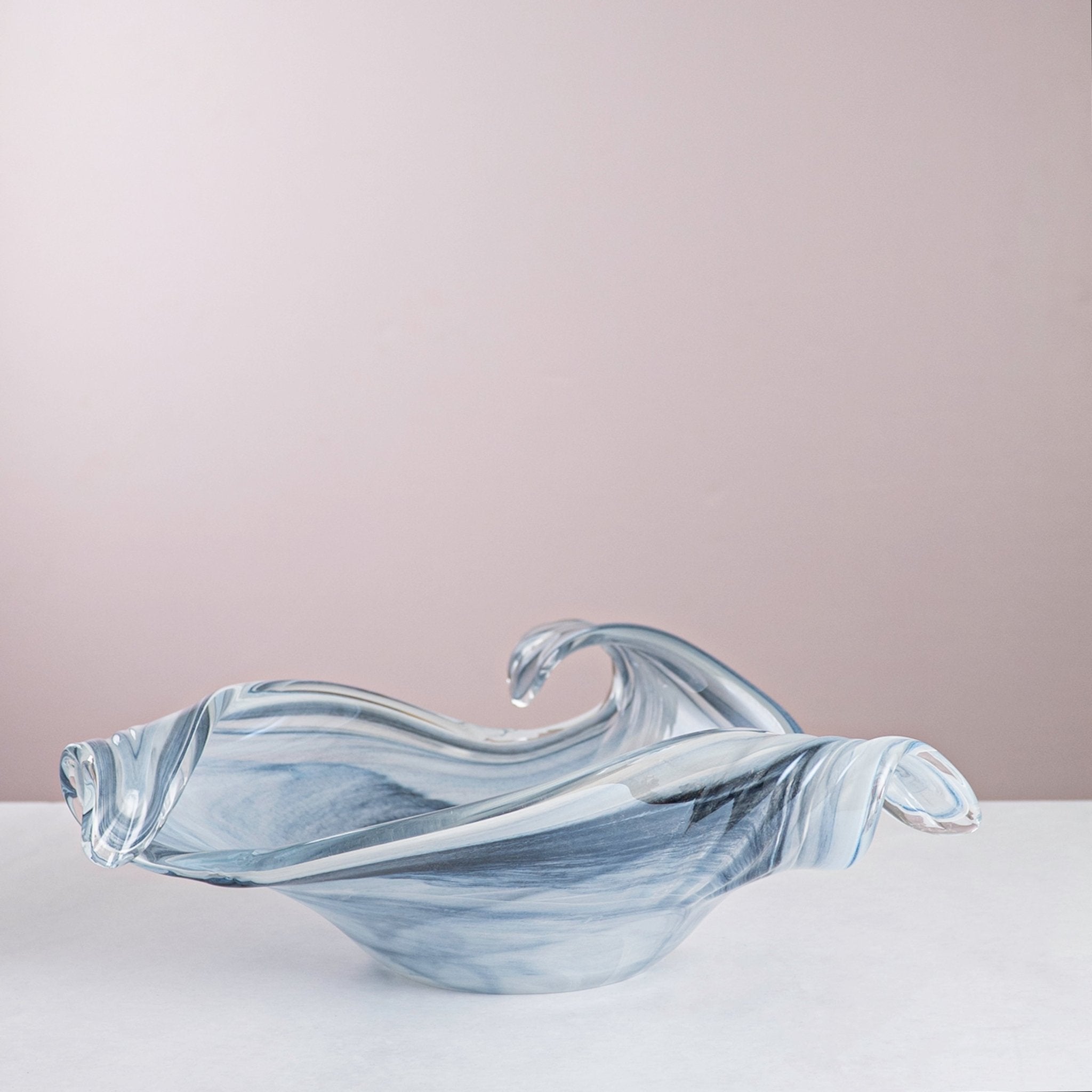 Italian Murano Glass Blue Grey Avvolte Bowl – 39×12 cm - Urban Home