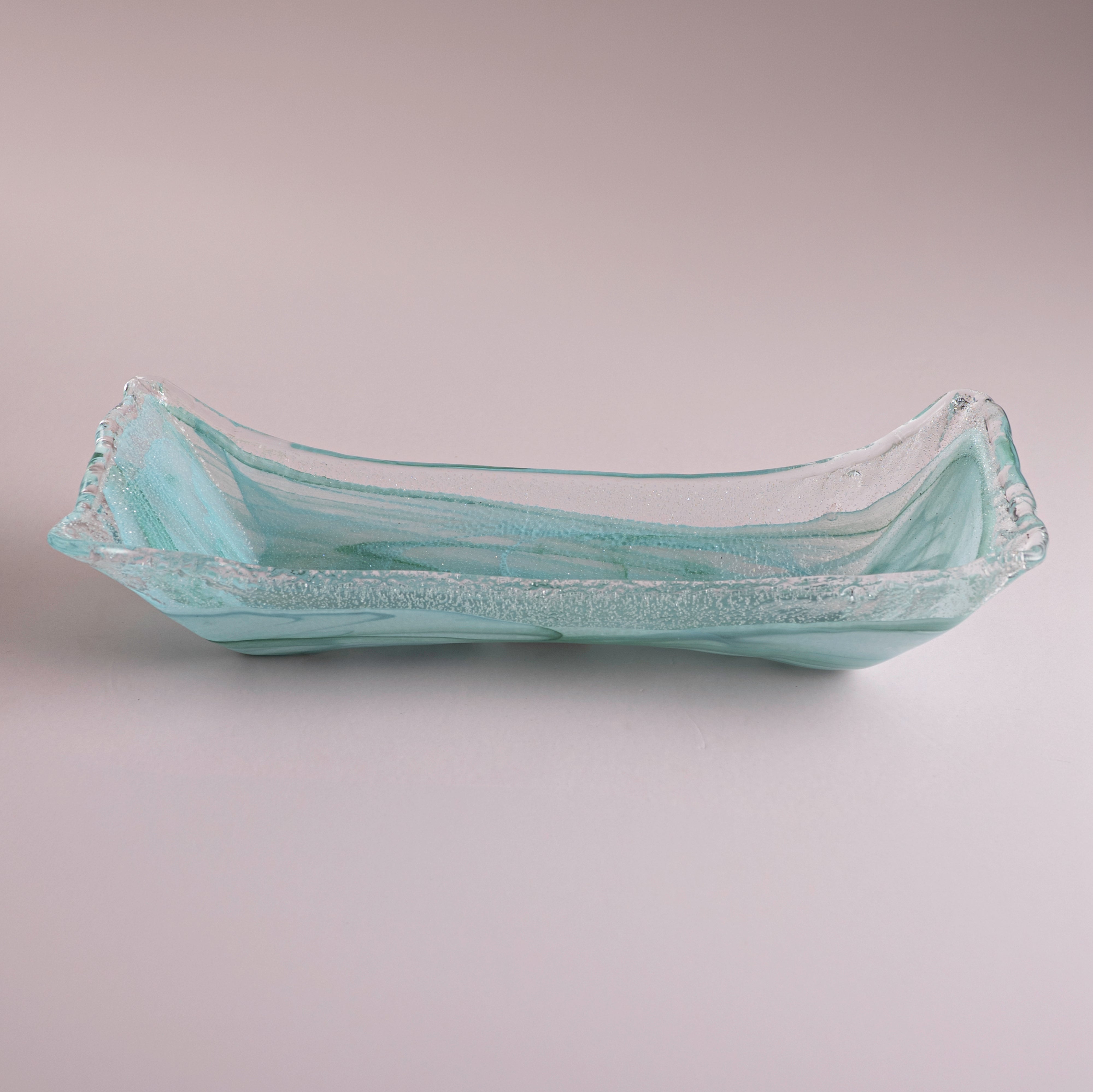Italian Murano Glass Aqua Zattera Bowl – 46×20×10 cm
