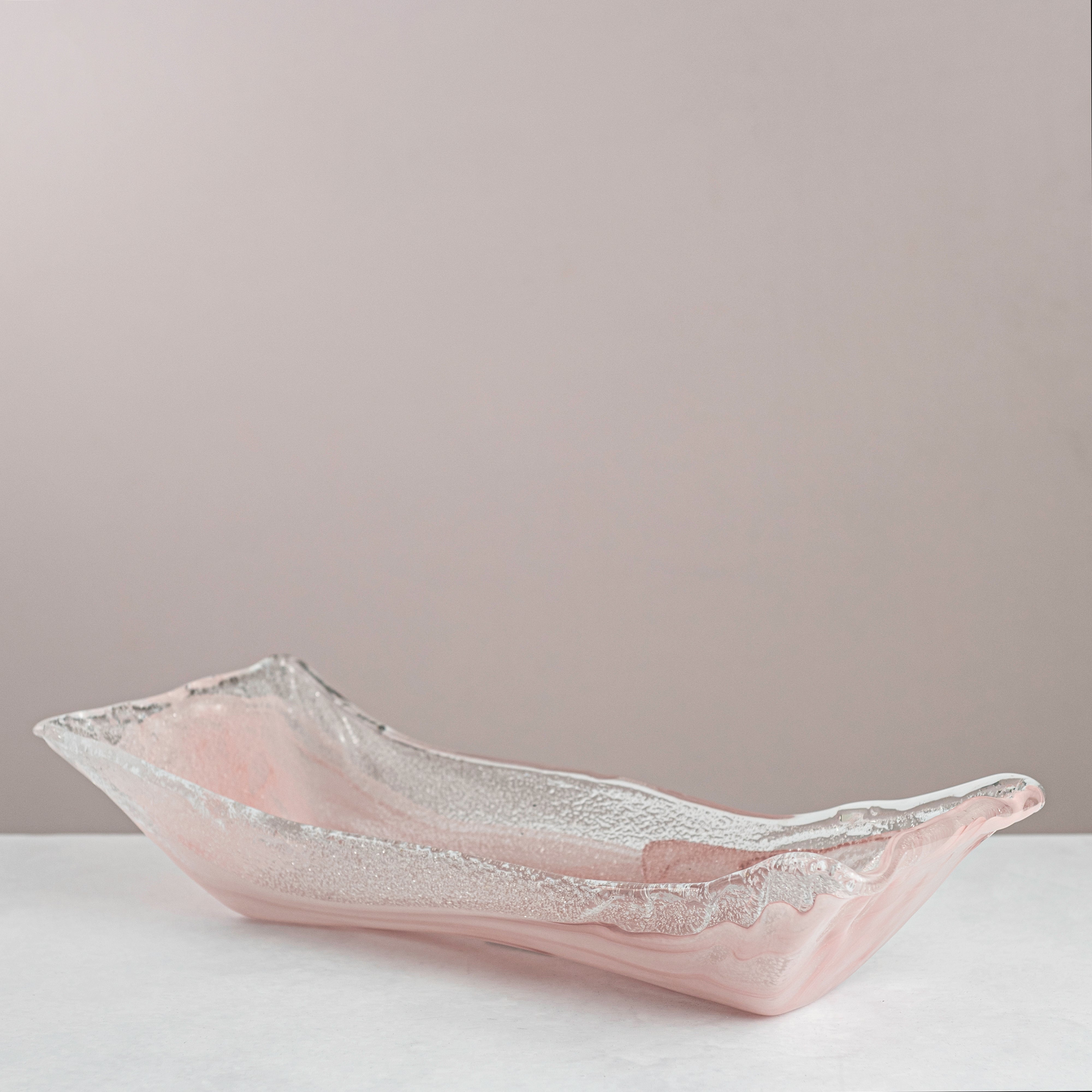 Italian Murano Glass Pink Zattera Bowl – 46×20×10 cm