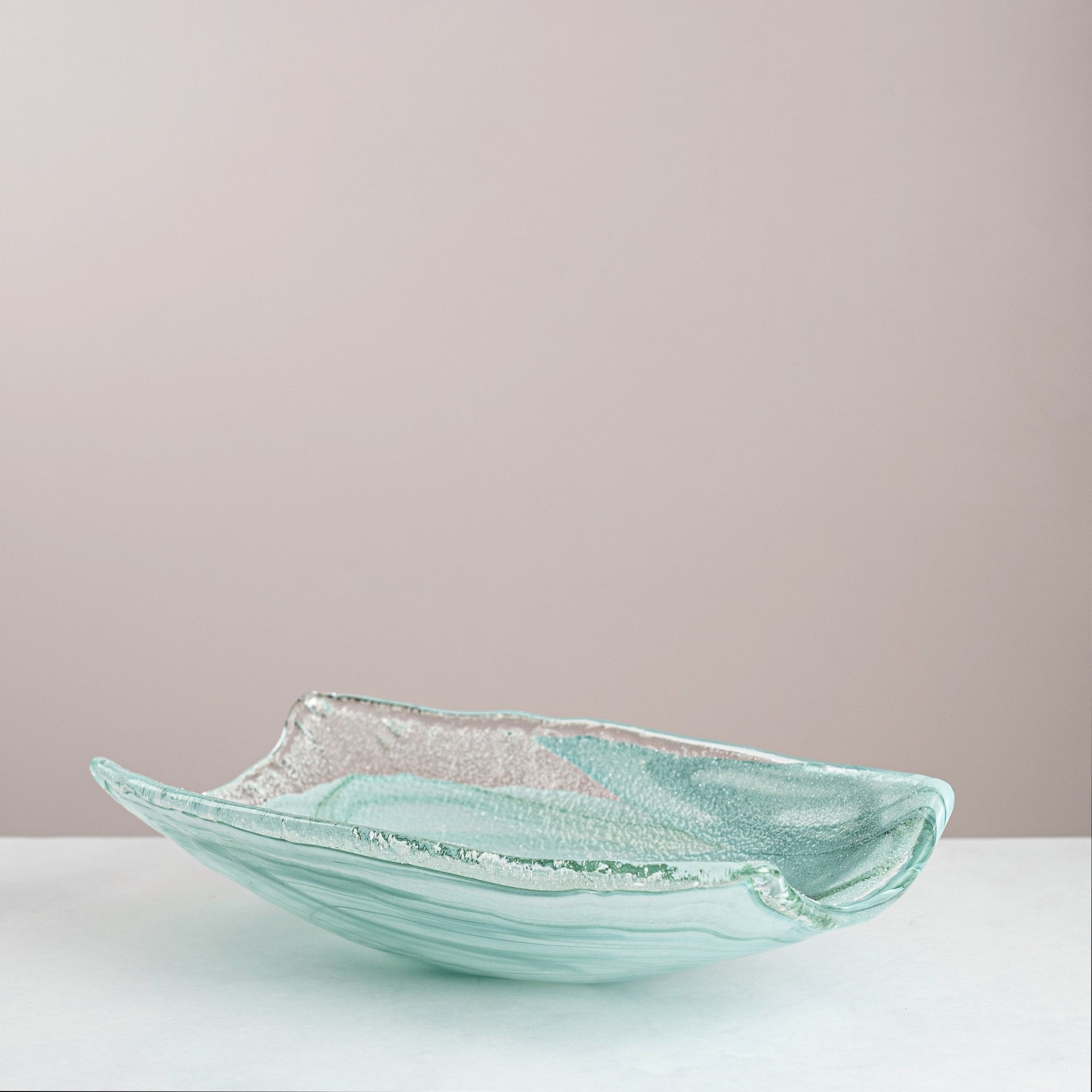 Italian Murano Glass Aqua Lamu Bowl – 38×24×9 cm - Urban Home