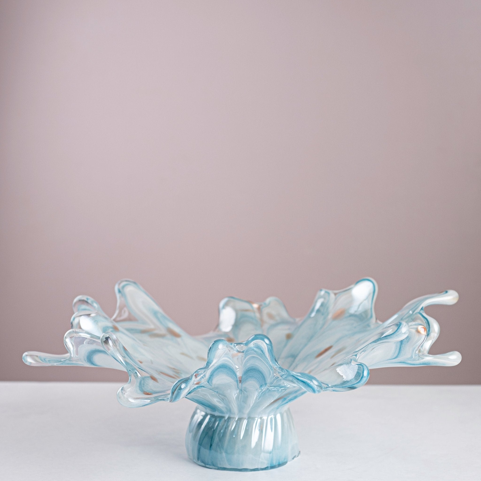 Italian Murano Glass Light Blue Marinella Based Bowl – 40×16 cm - Urban Home