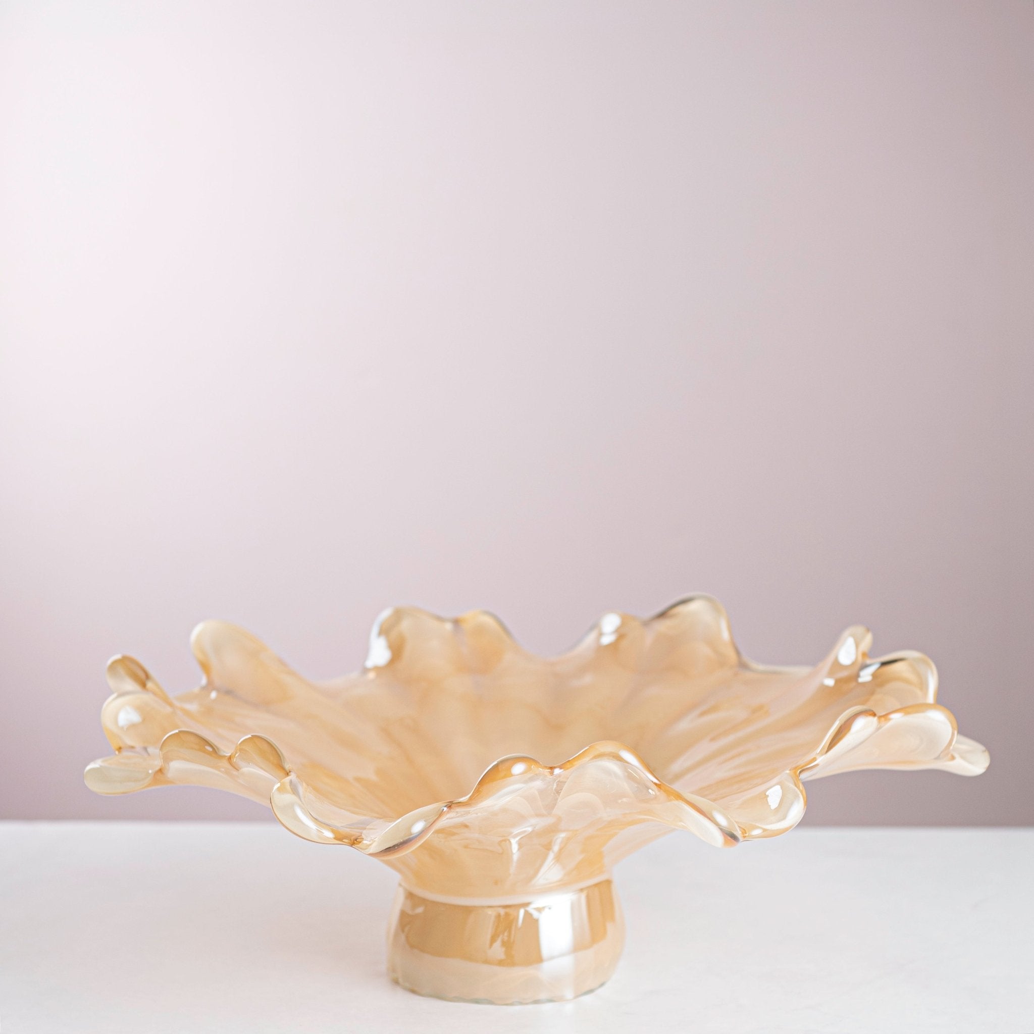 Italian Murano Glass White Honey Marinella Based Bowl – 40×16 cm - Urban Home