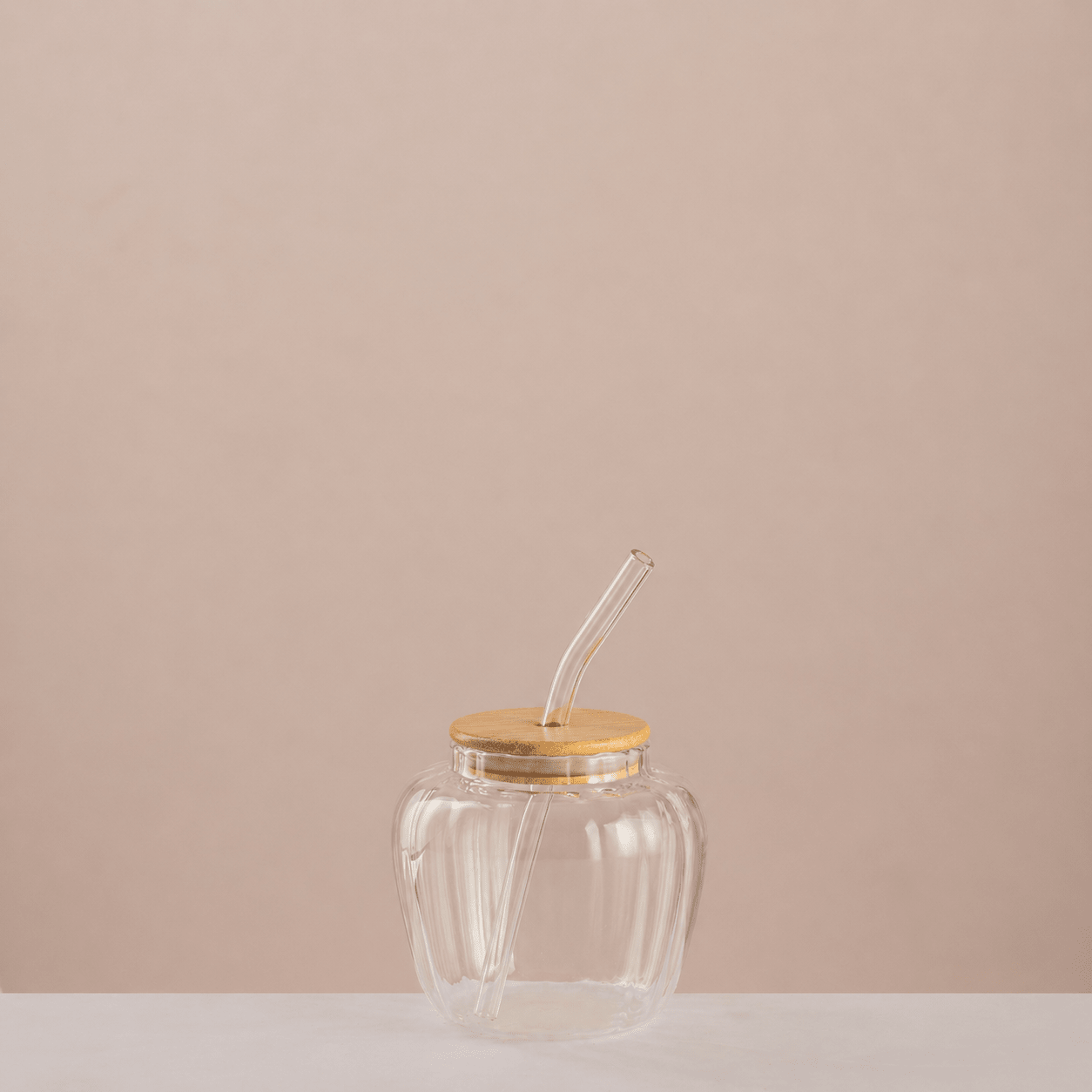 Ripple Glass Cup with Bamboo Lid & Straw - Urban Home