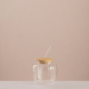 Ripple Glass Cup with Bamboo Lid & Straw - Urban Home