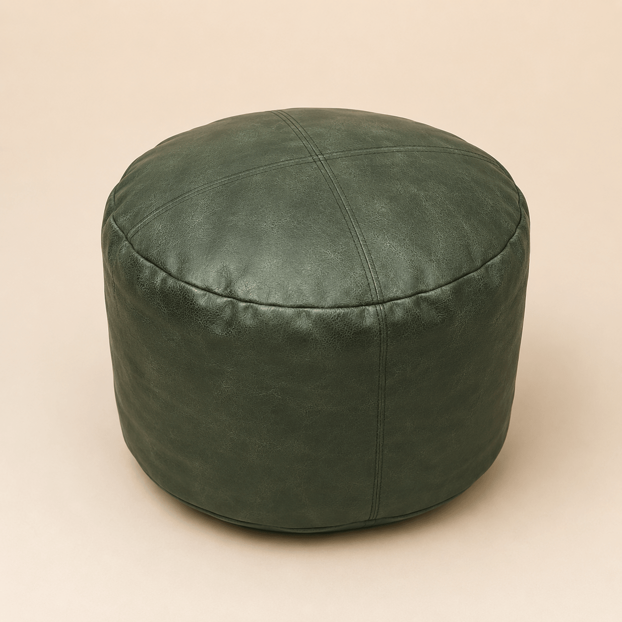 Round Leather Cylinder Pouf - Urban Home