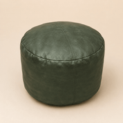 Round Leather Cylinder Pouf - Urban Home