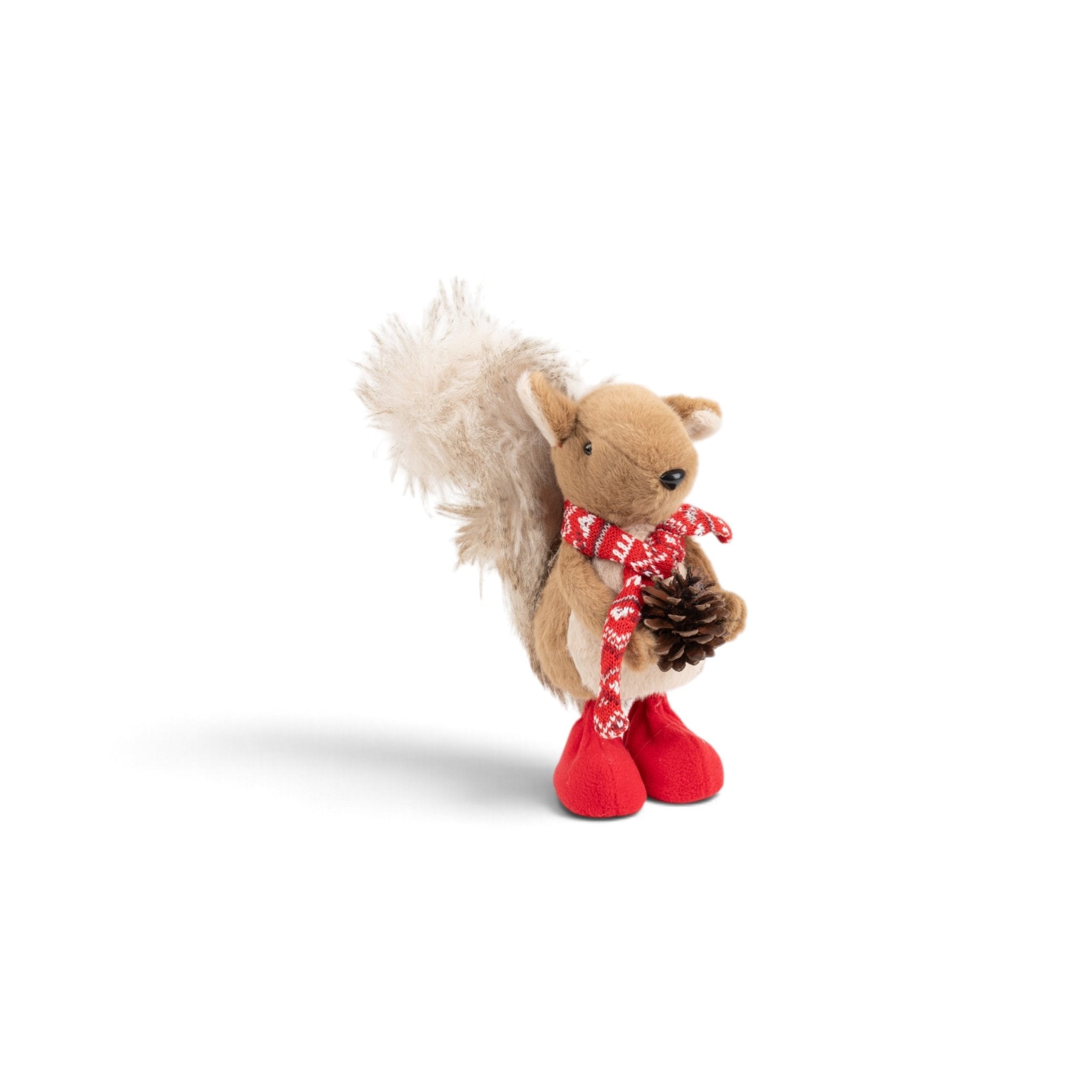 Plush Squirrel with Red Scarf & Pinecone - Urban Home