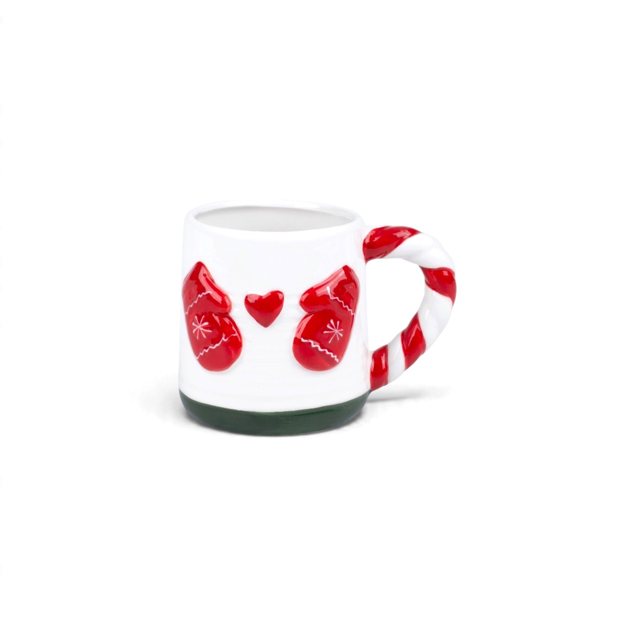 Mittens & Heart Mug with Candy Cane Handle