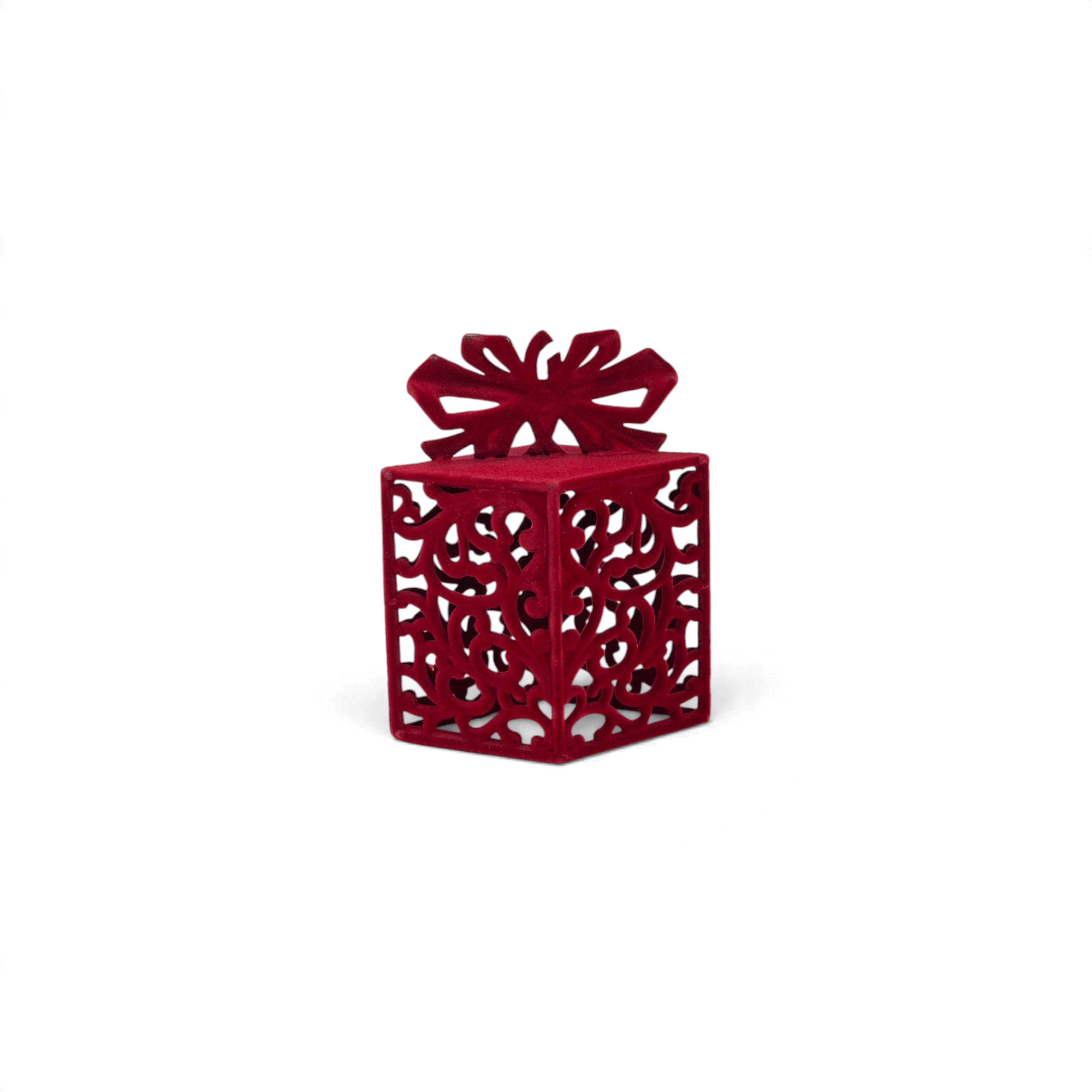 Velvet Gift Box Hanging Ornament - Burgundy