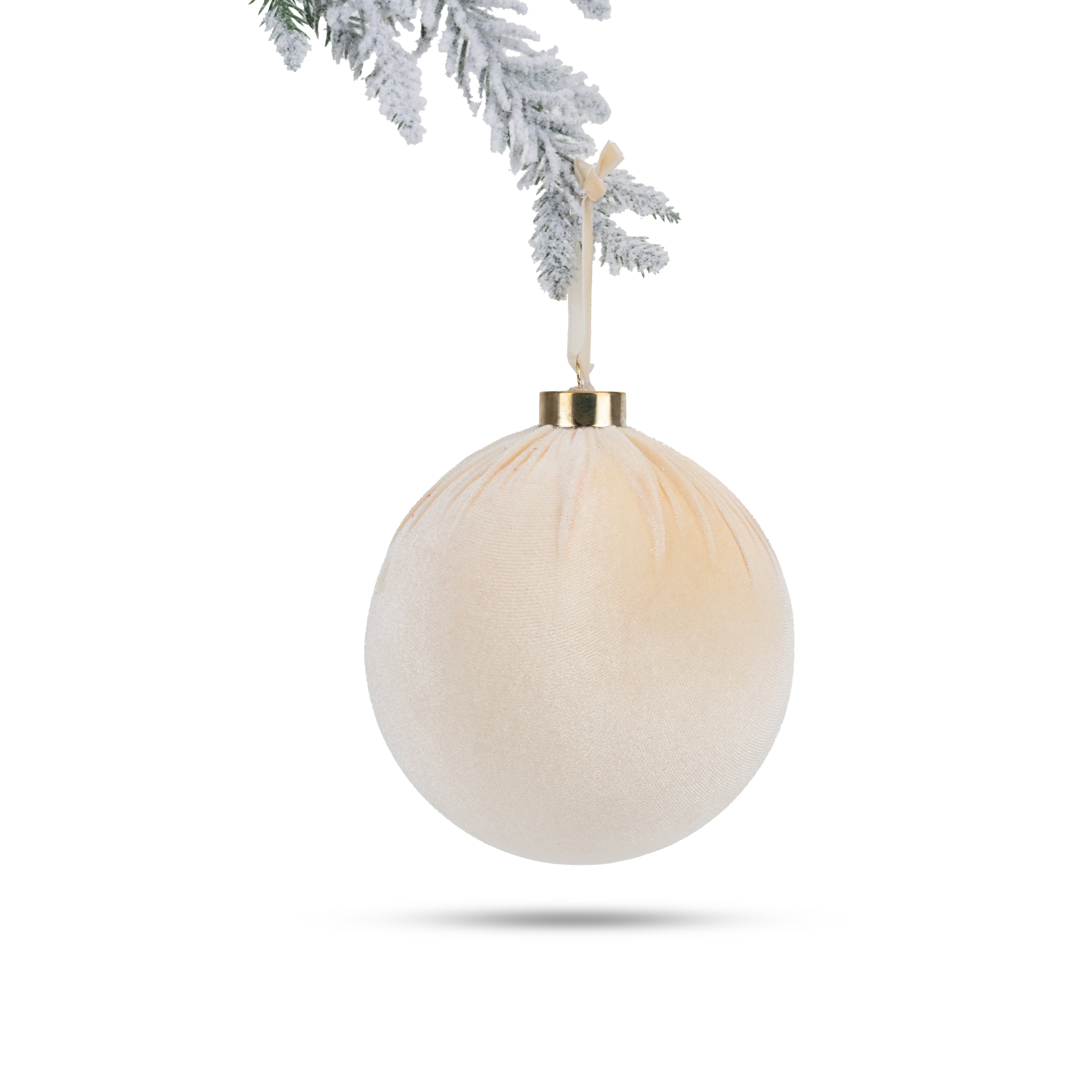 Velvet Christmas Ball - Champagne - 15cm