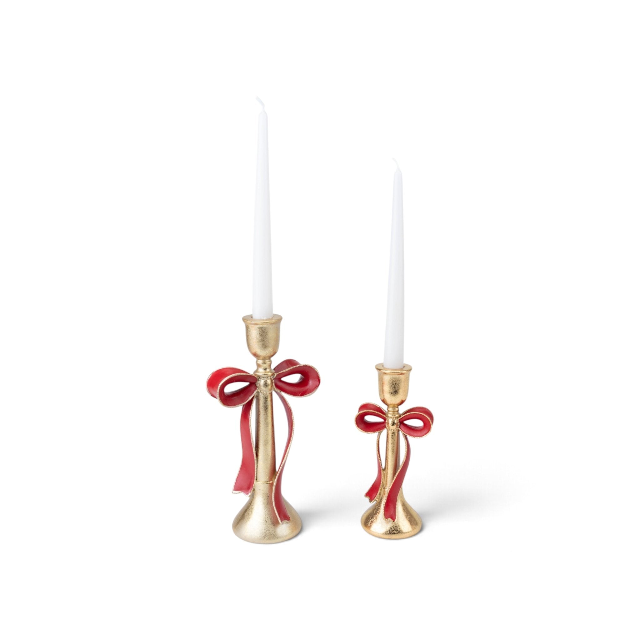 Gold Candle Stick with Red Bow - Urban Home