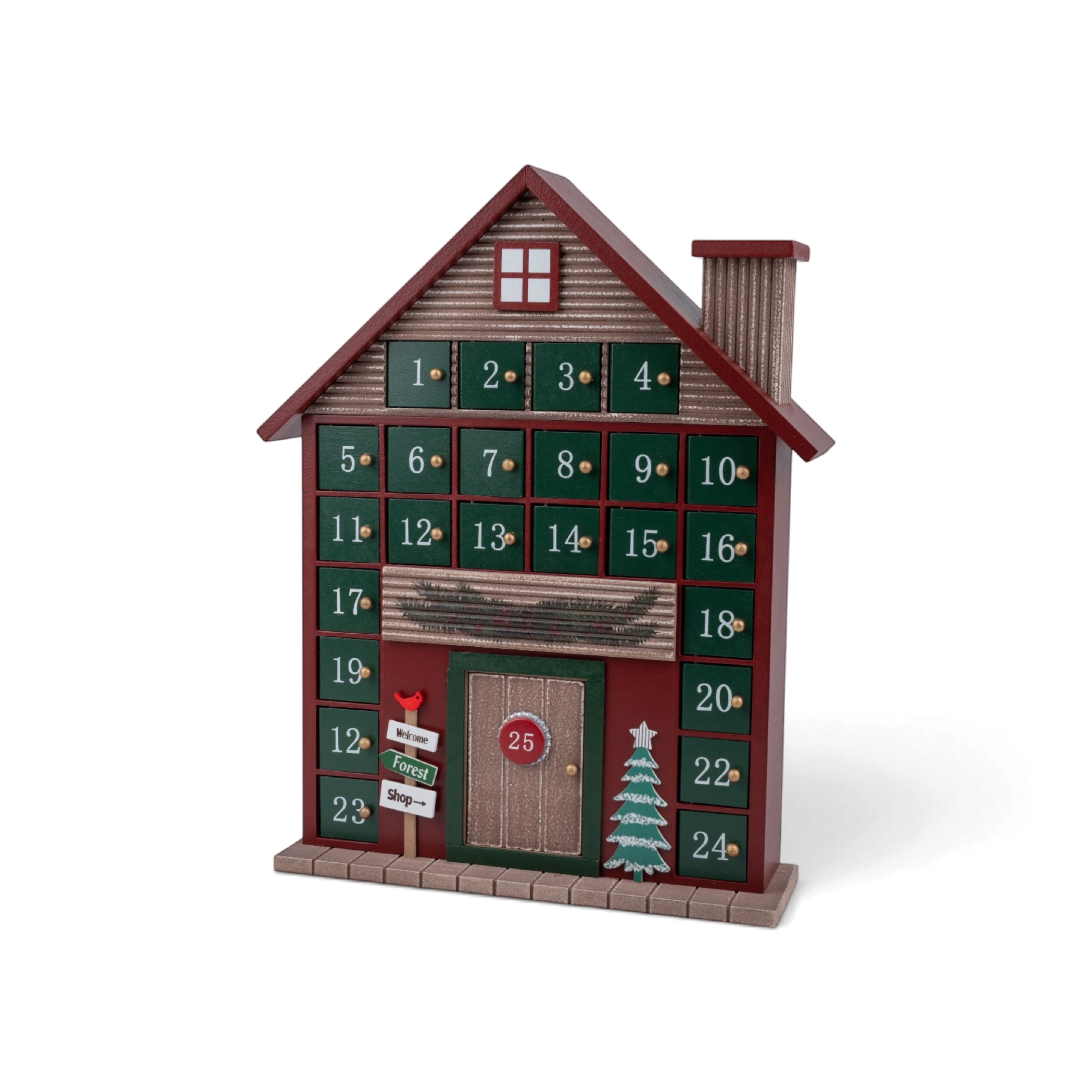 Wooden Christmas House with Countdown Calendar