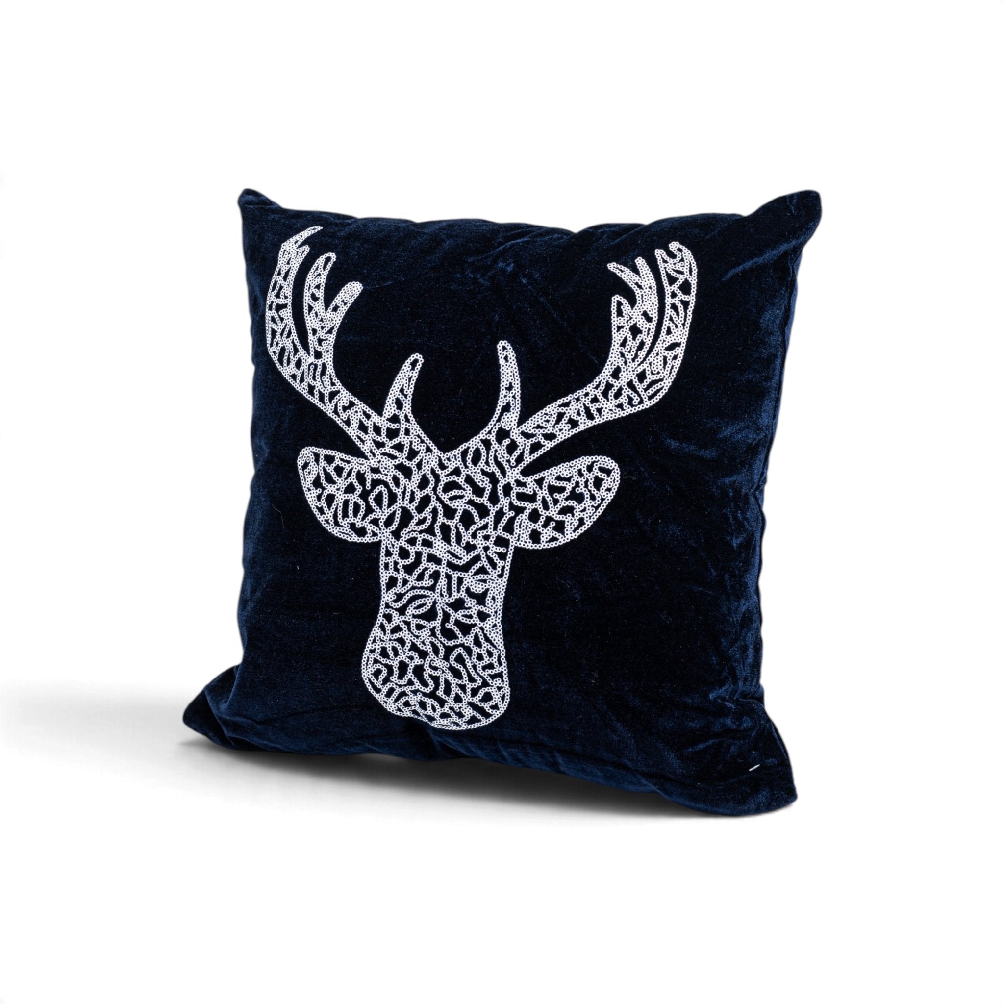 Royal Blue Deer Christmas Cushion Cover - Urban Home