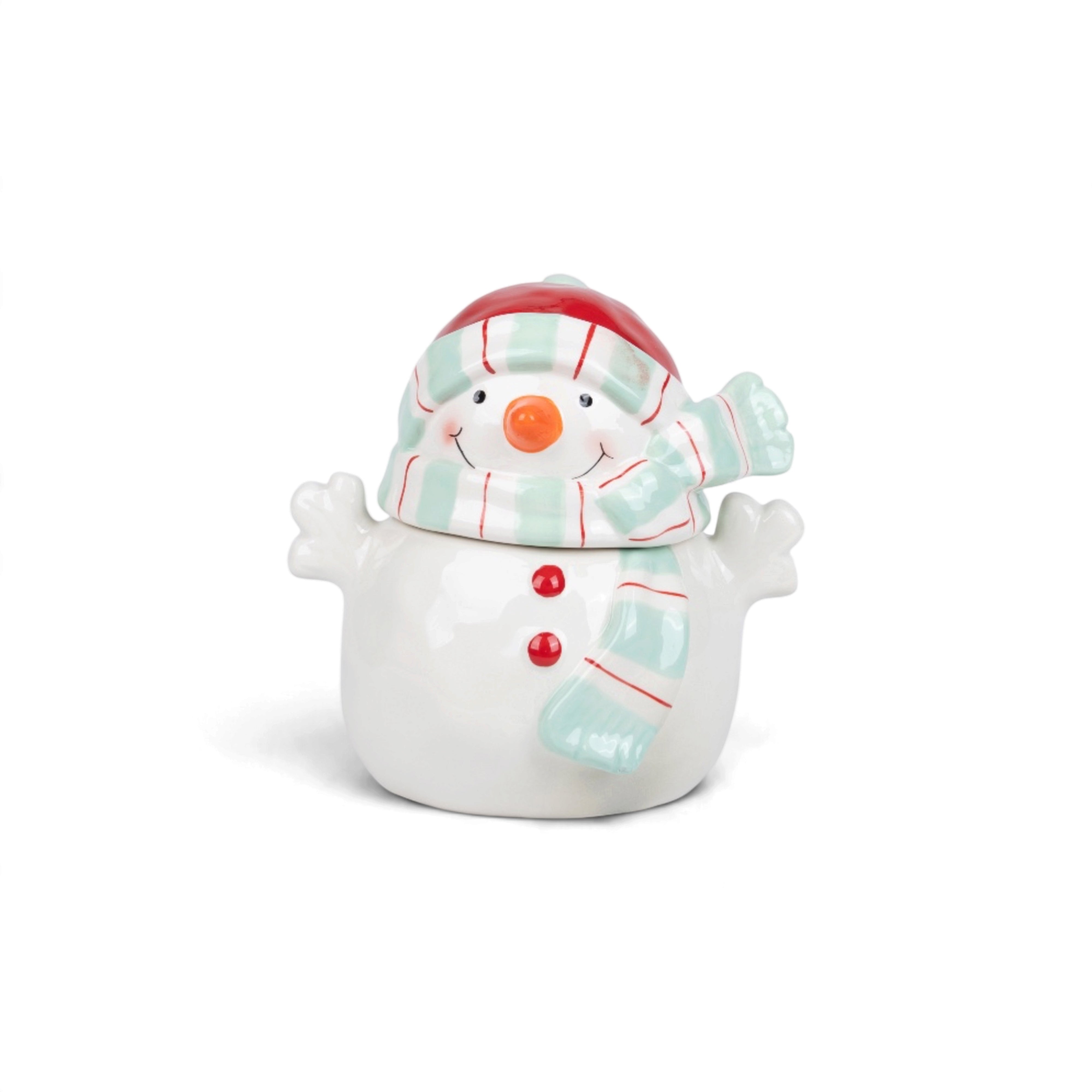 Snowman Cookie Jar (white and Green)