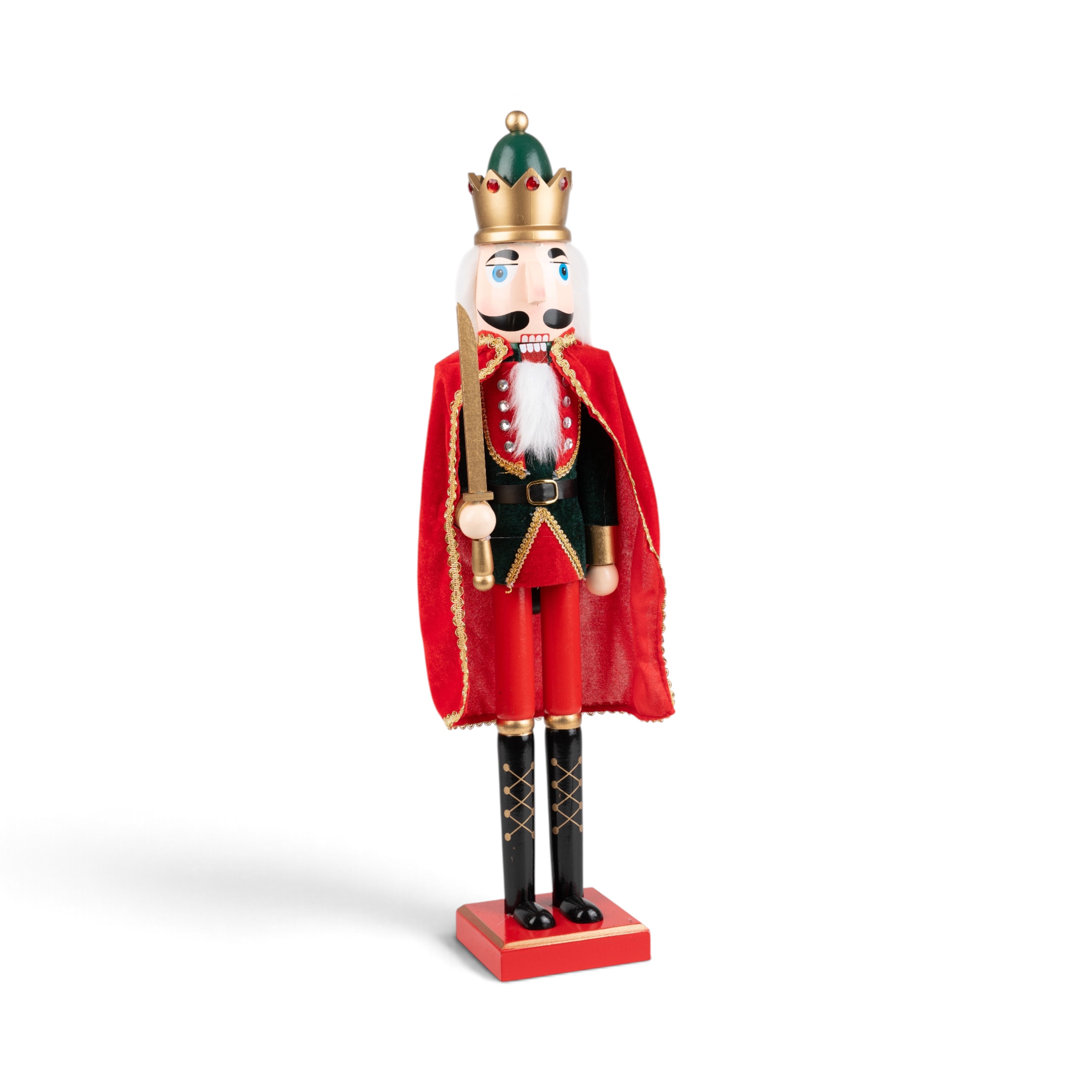 Wooden Nutcracker King with Red Cape