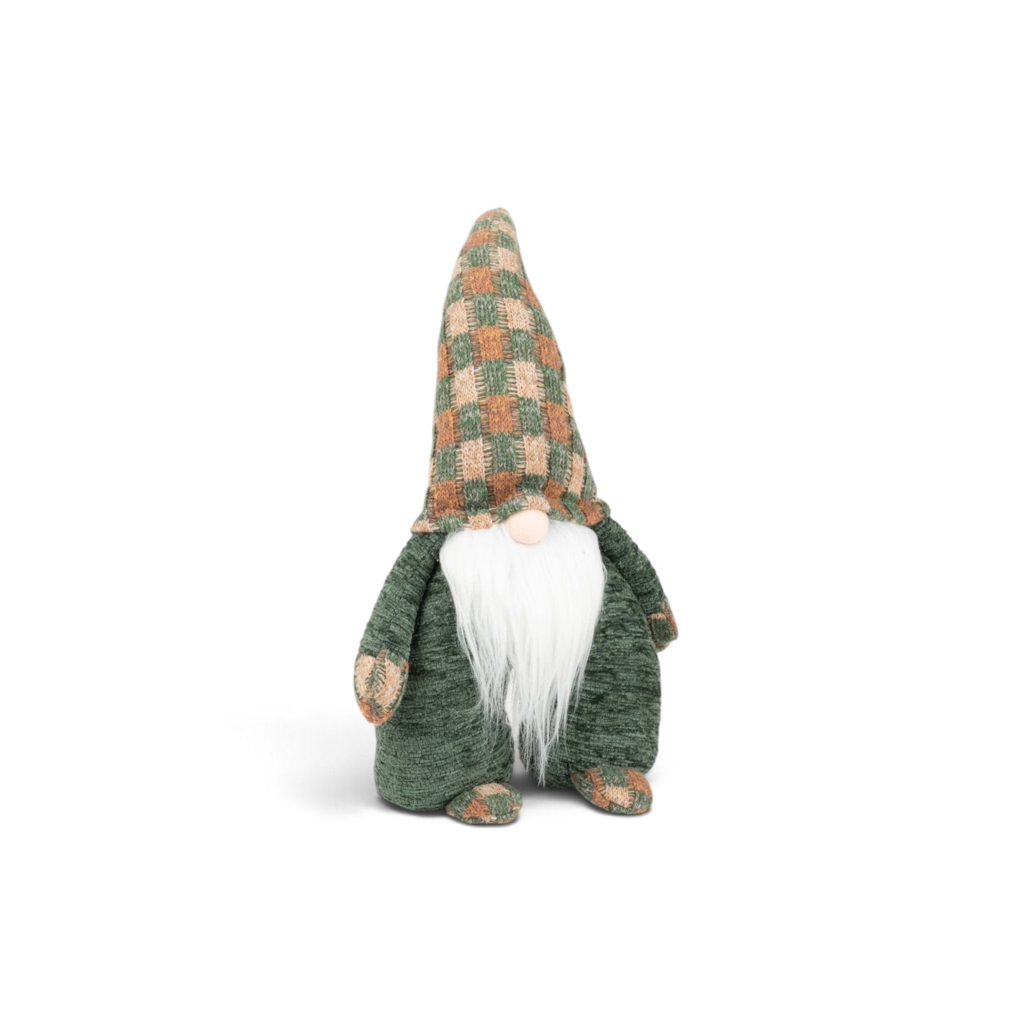 Plush Gnome with Checked Hat - Green - Urban Home