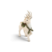 White Furry Deer with Wreath & Green Scarf - 30*16*50