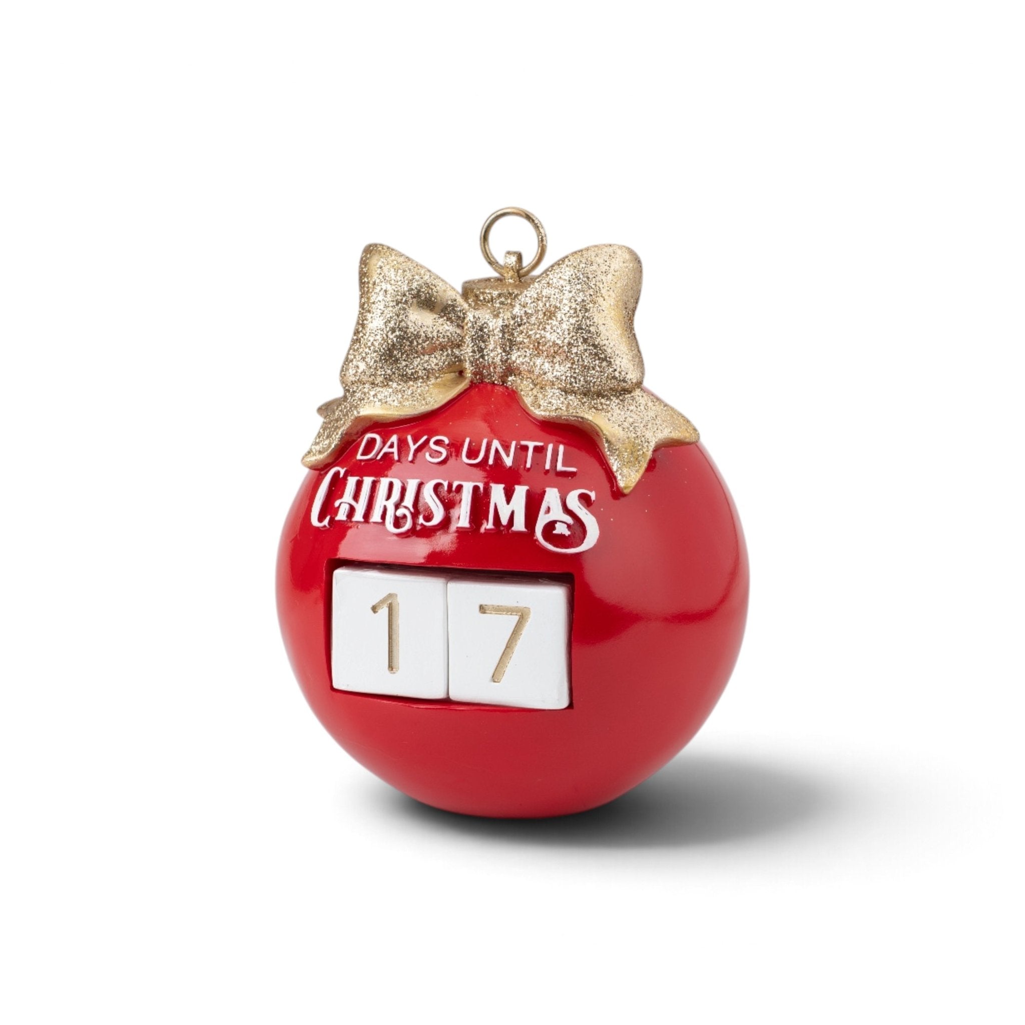 Days Until Christmas Countdown Ball with Gold Bow - Urban Home