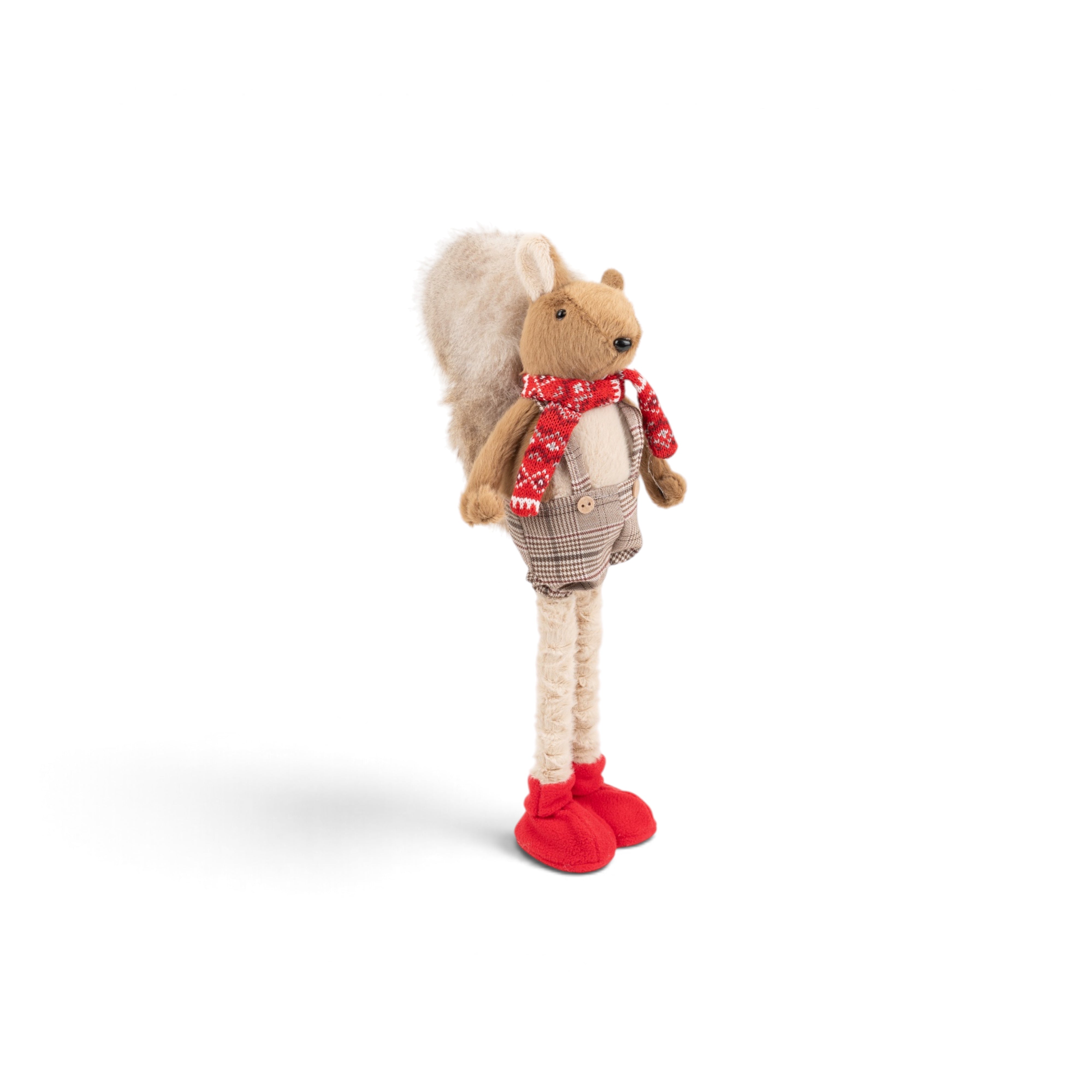 Plush Squirrel with Red Scarf & Long Legs