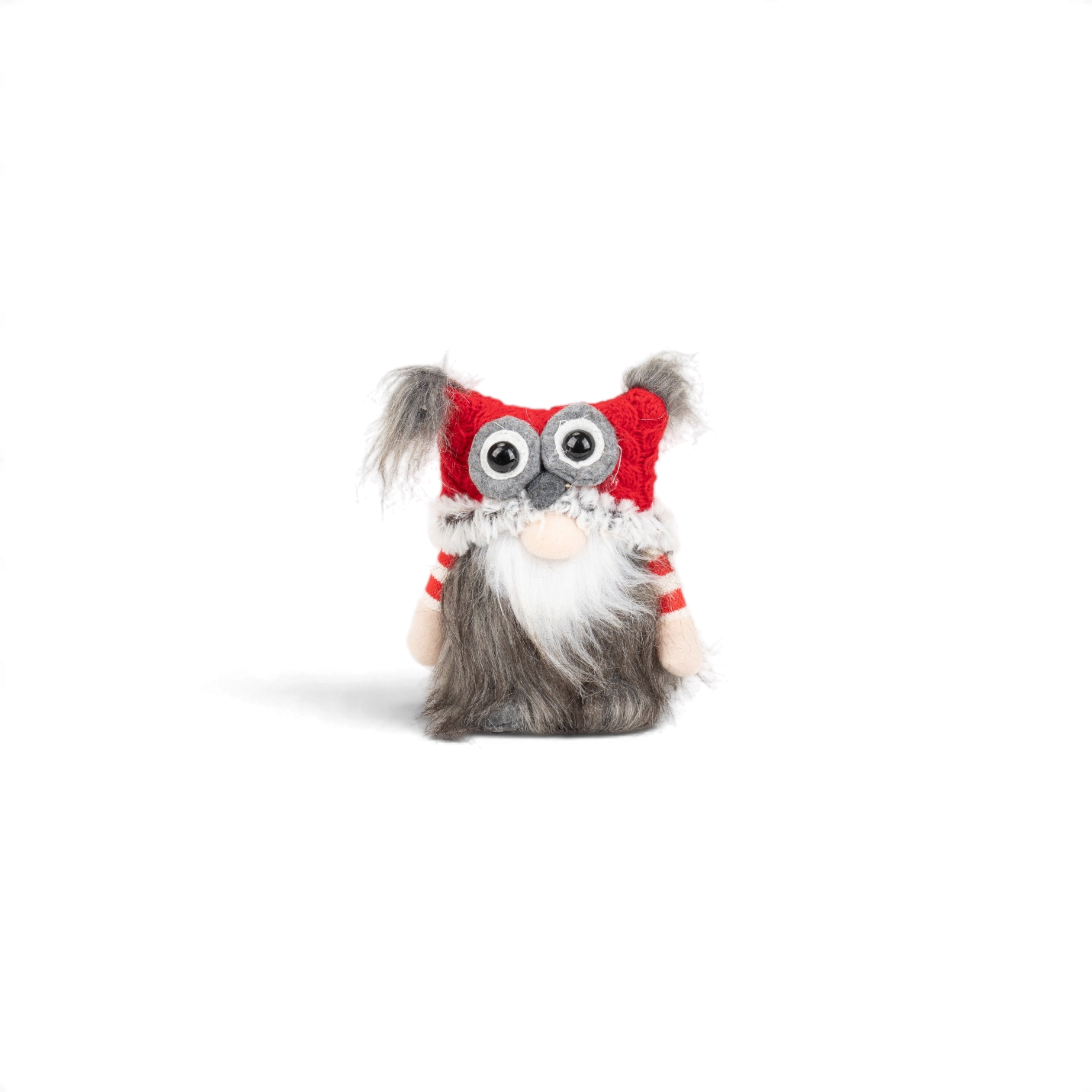 Plush Owl with Red Knitted Hat - 12*7*18