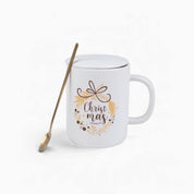 Merry Christmas Mug with Lid & Gold Spoon