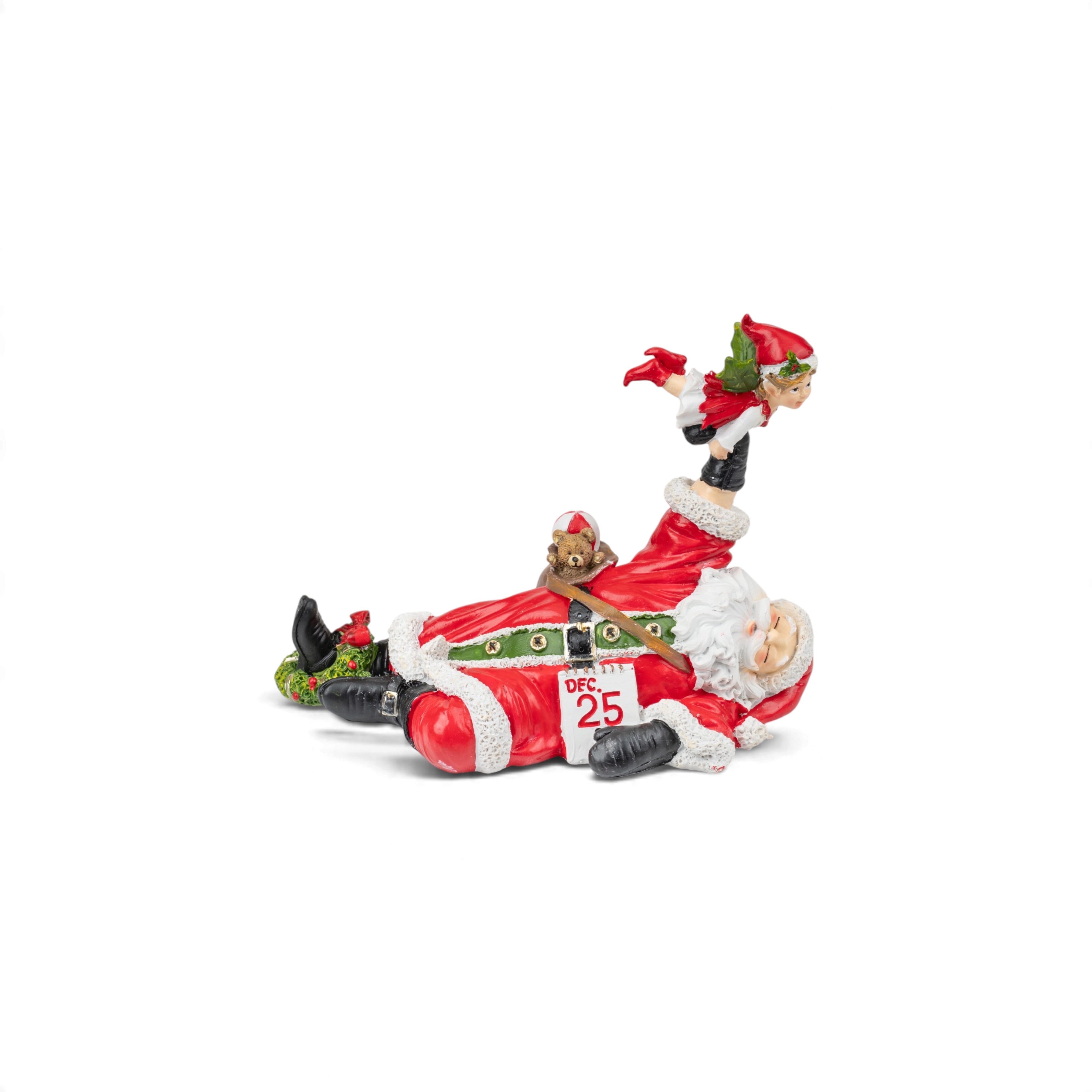 Santa &amp; Elf Lying Figurine with Countdown Sign
