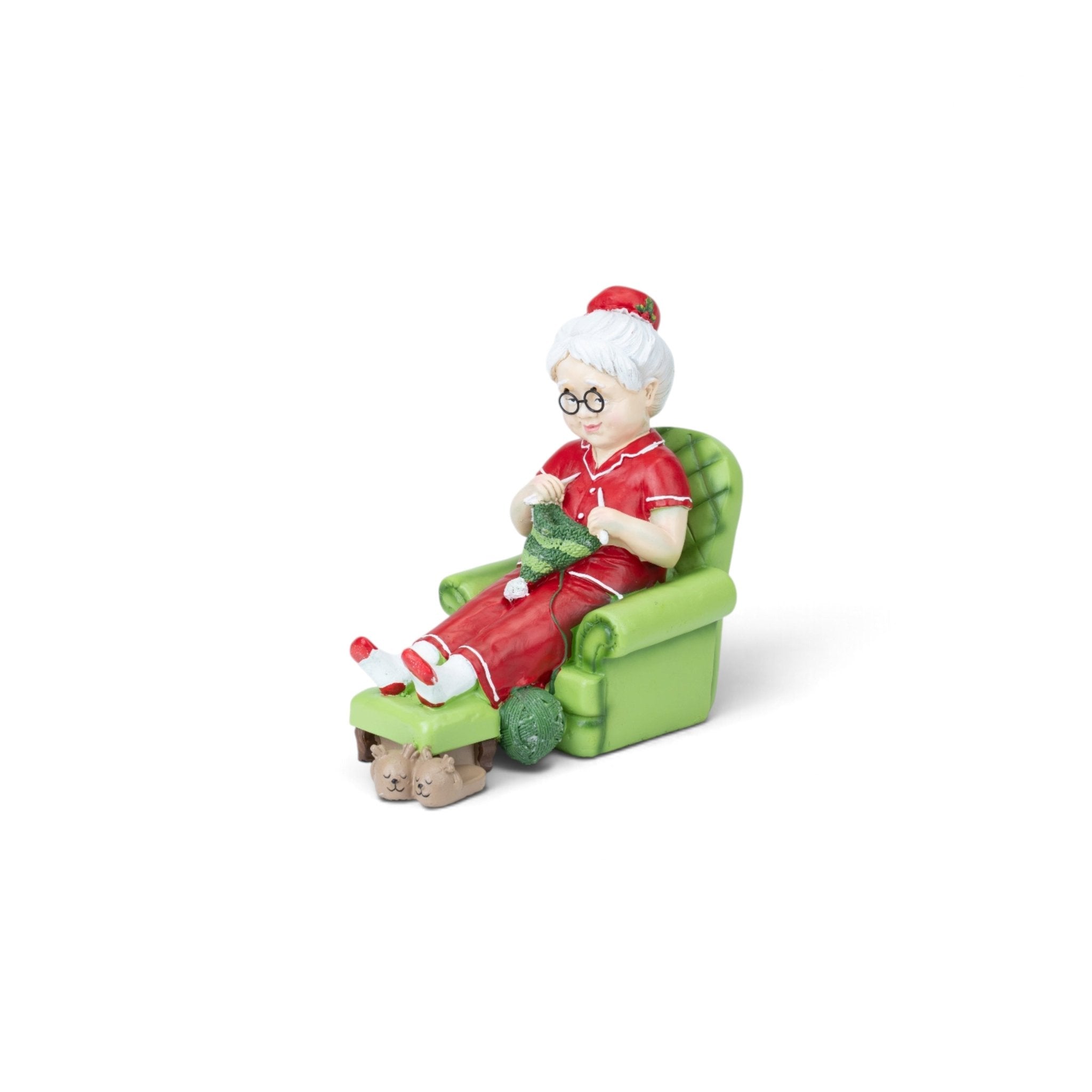 Mrs Claus Knitting in Armchair Figurine - Urban Home