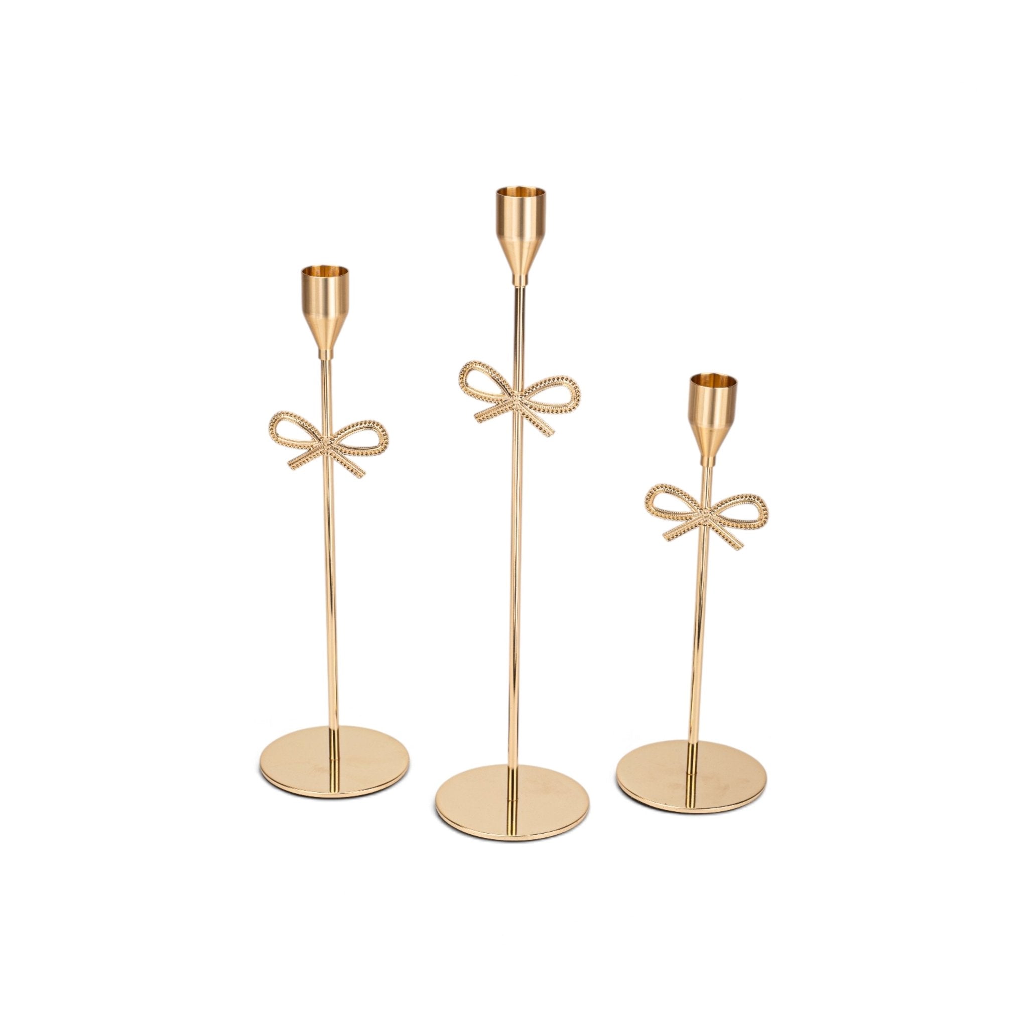 Snowflake Candle Stick Set of 3 - Gold - Urban Home