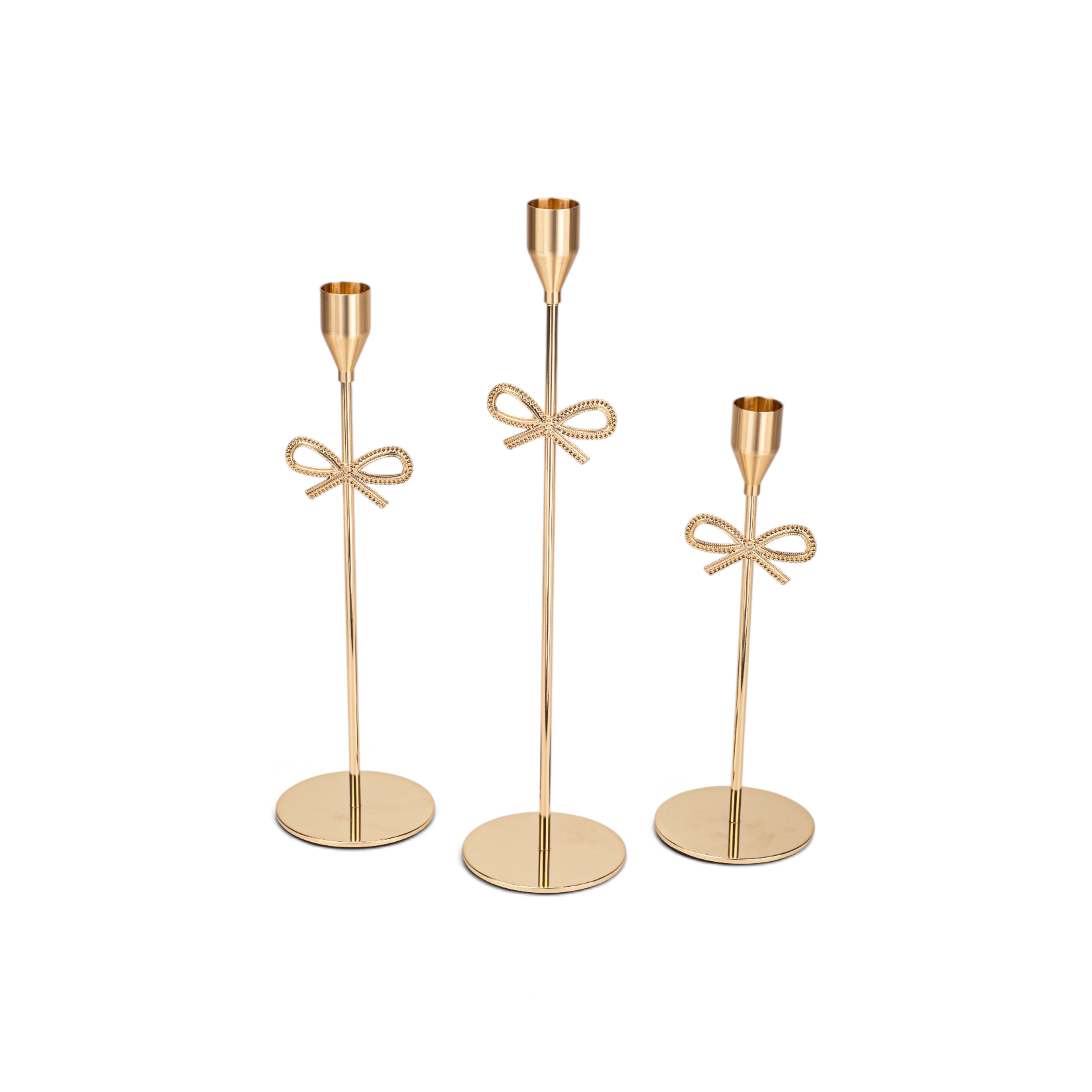 Snowflake Candle Stick Set of 3 - Gold