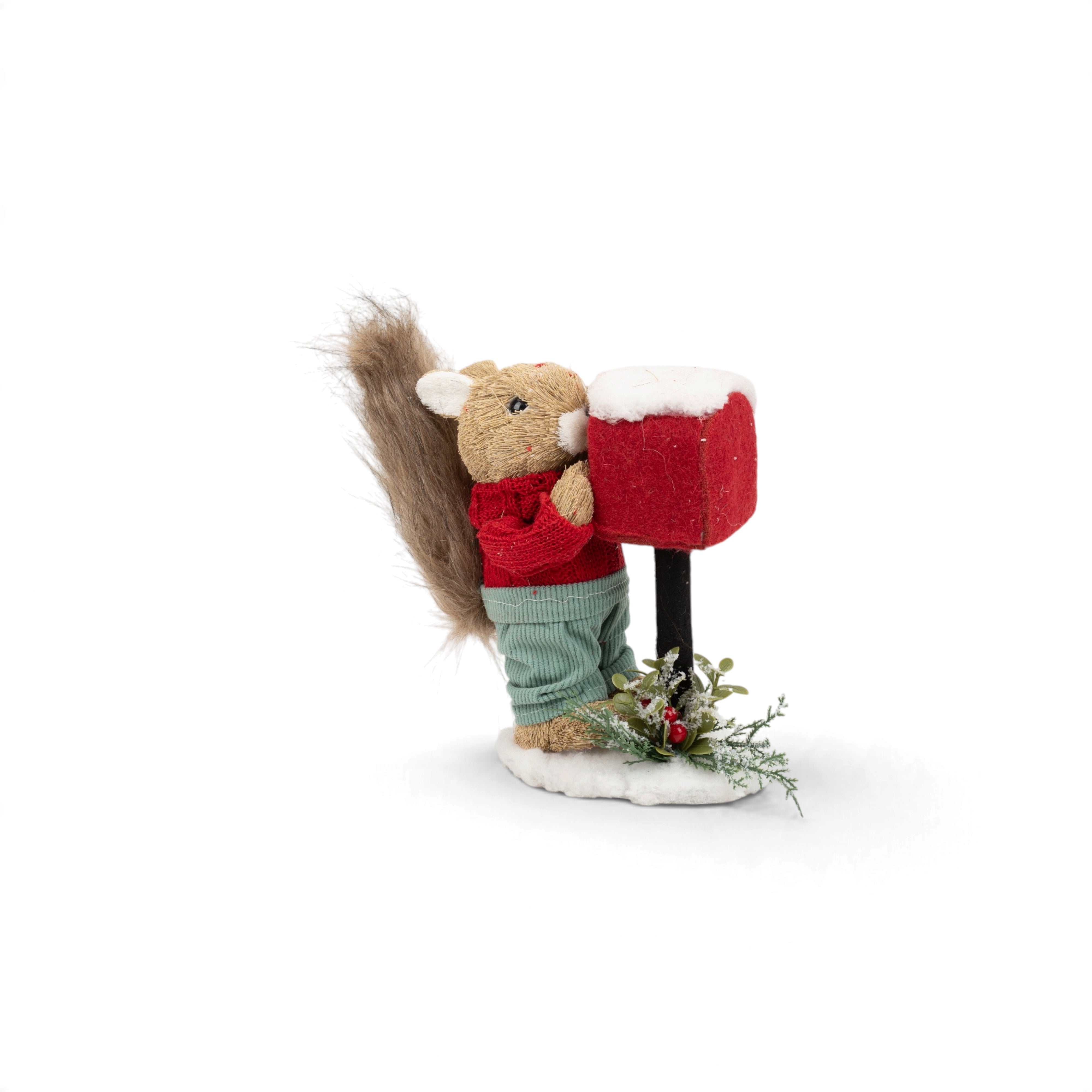 Christmas Squirrel with Mail Post